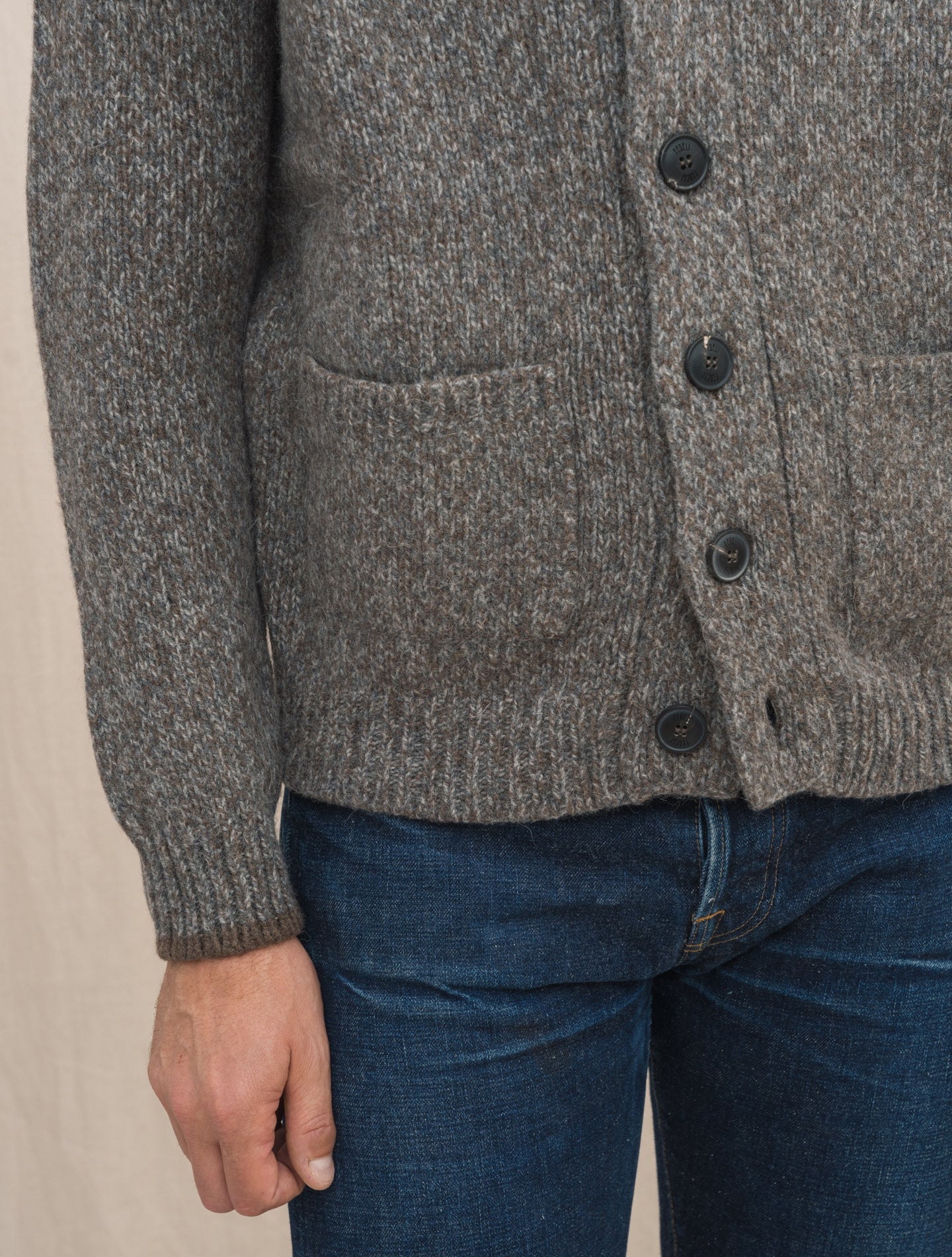 Teton Shawl Collar Cardigan Brown Mélange Fedeli Knitwear Gabucci