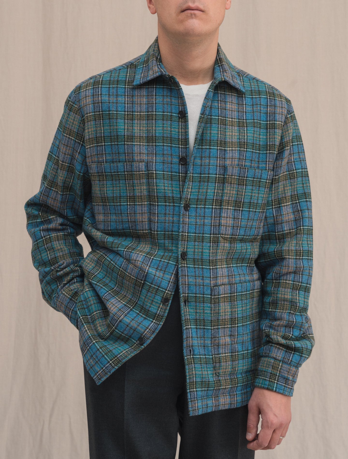 Thermore Checked Overshirt Toole Aqua | Gabucci