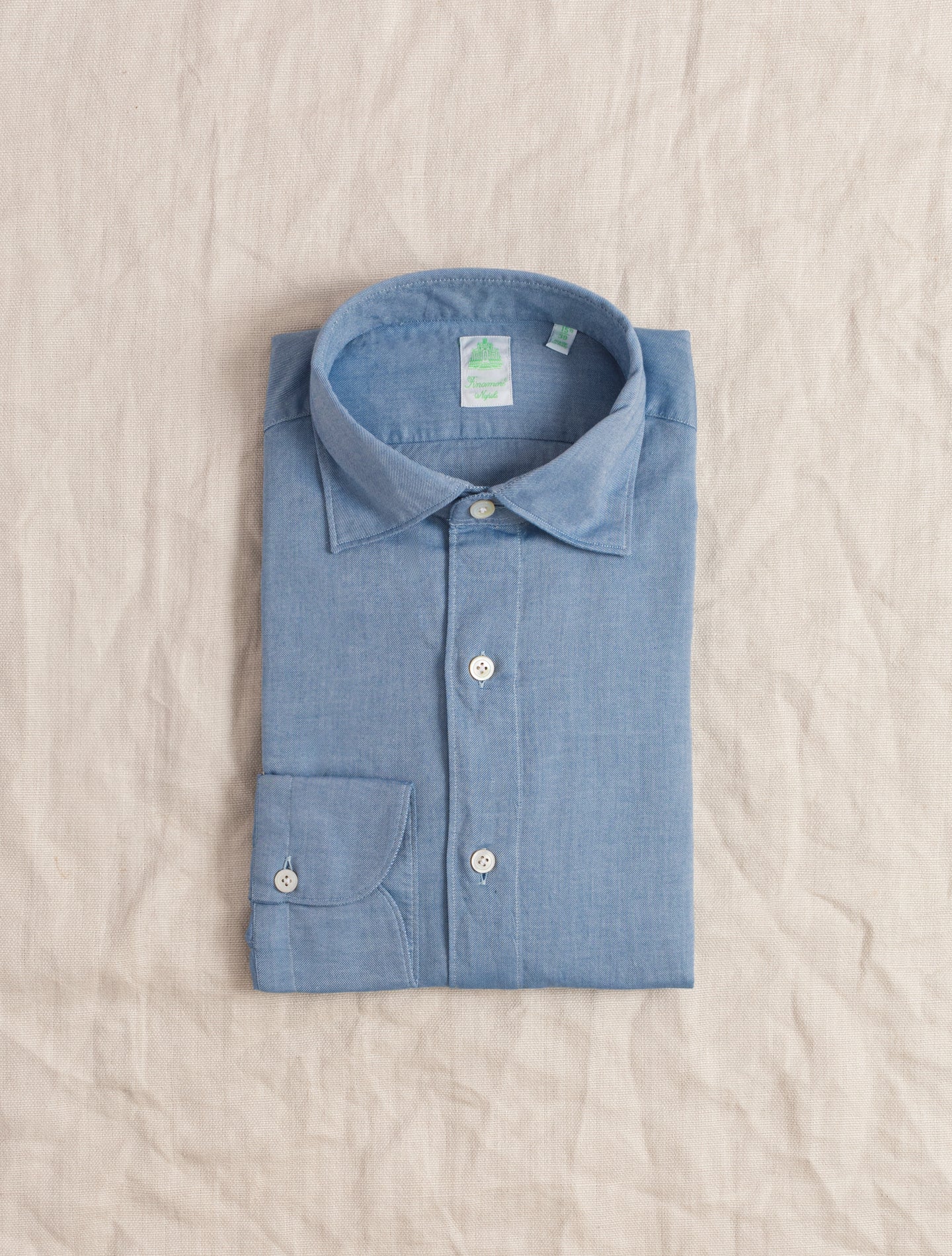 Tokyo Brushed Twill Shirt Blue Finamore Shirts 38