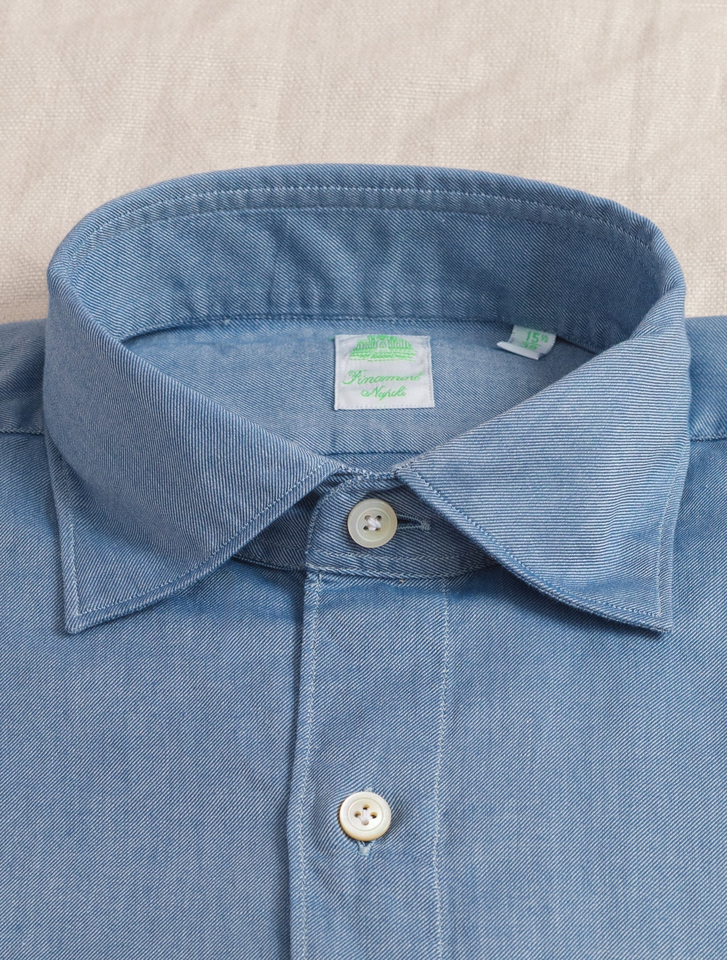 Tokyo Brushed Twill Shirt Blue Finamore Shirts 38