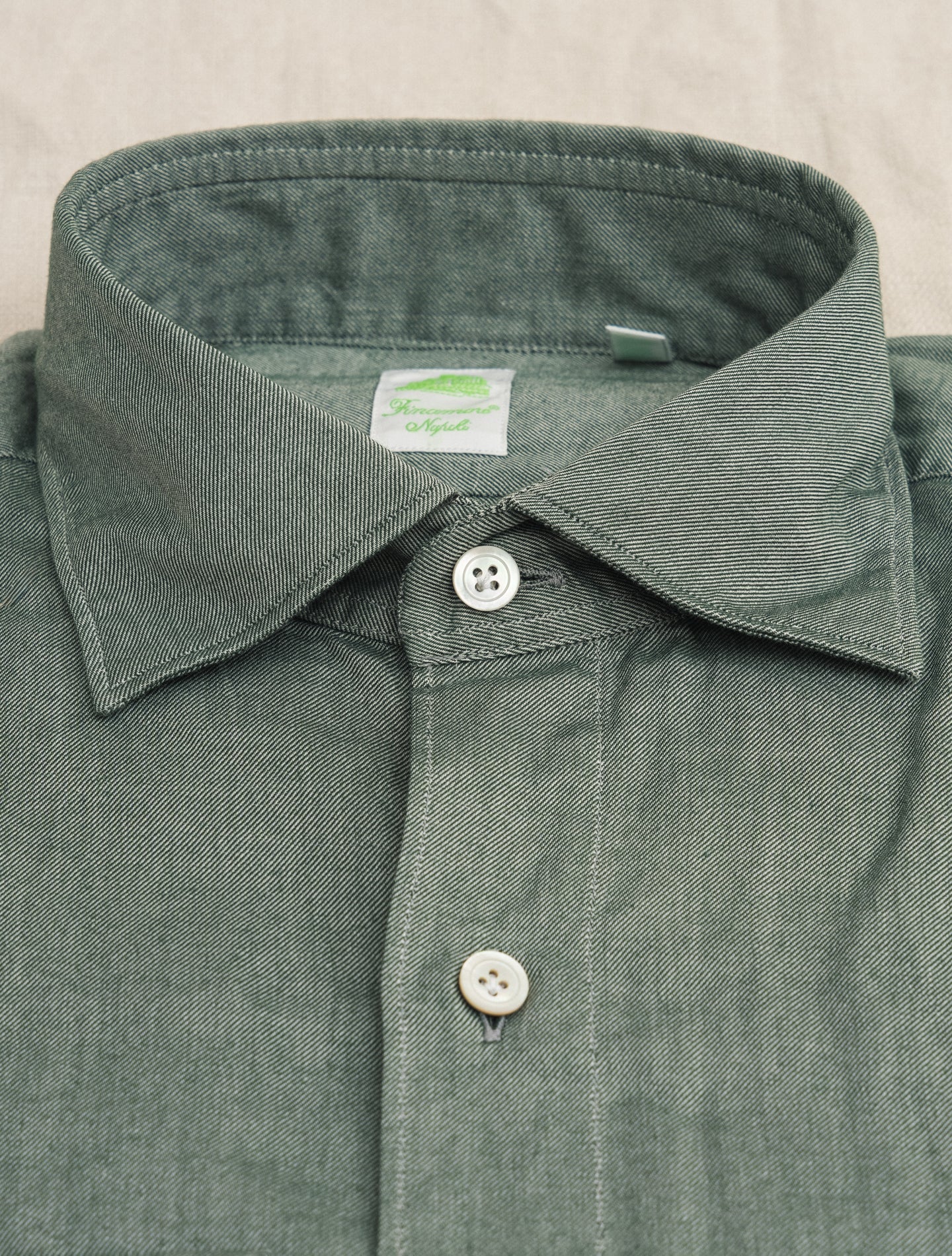 Tokyo Brushed Twill Shirt Green Finamore Shirts 38