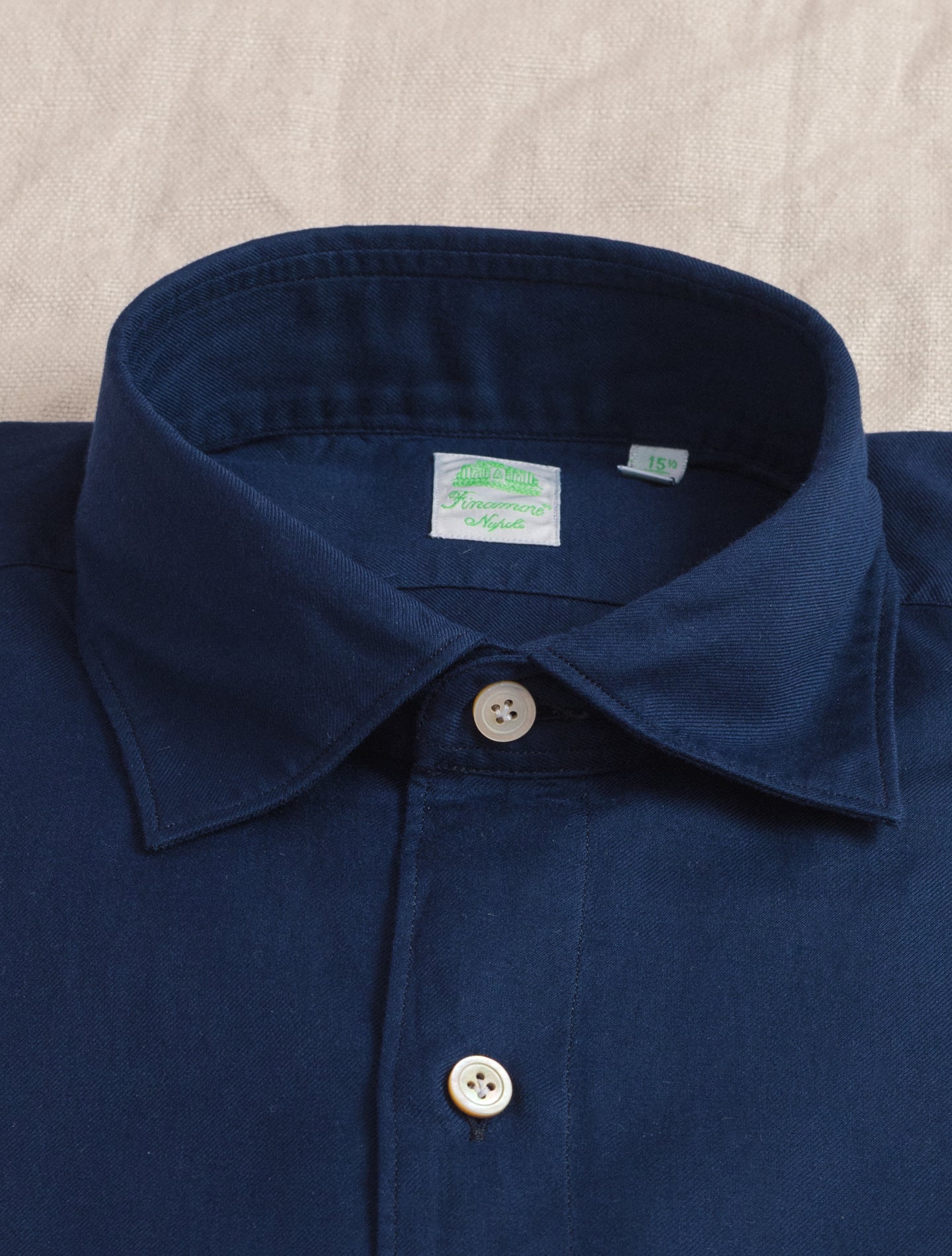 Tokyo Brushed Twill Shirt Navy Finamore Shirts 38