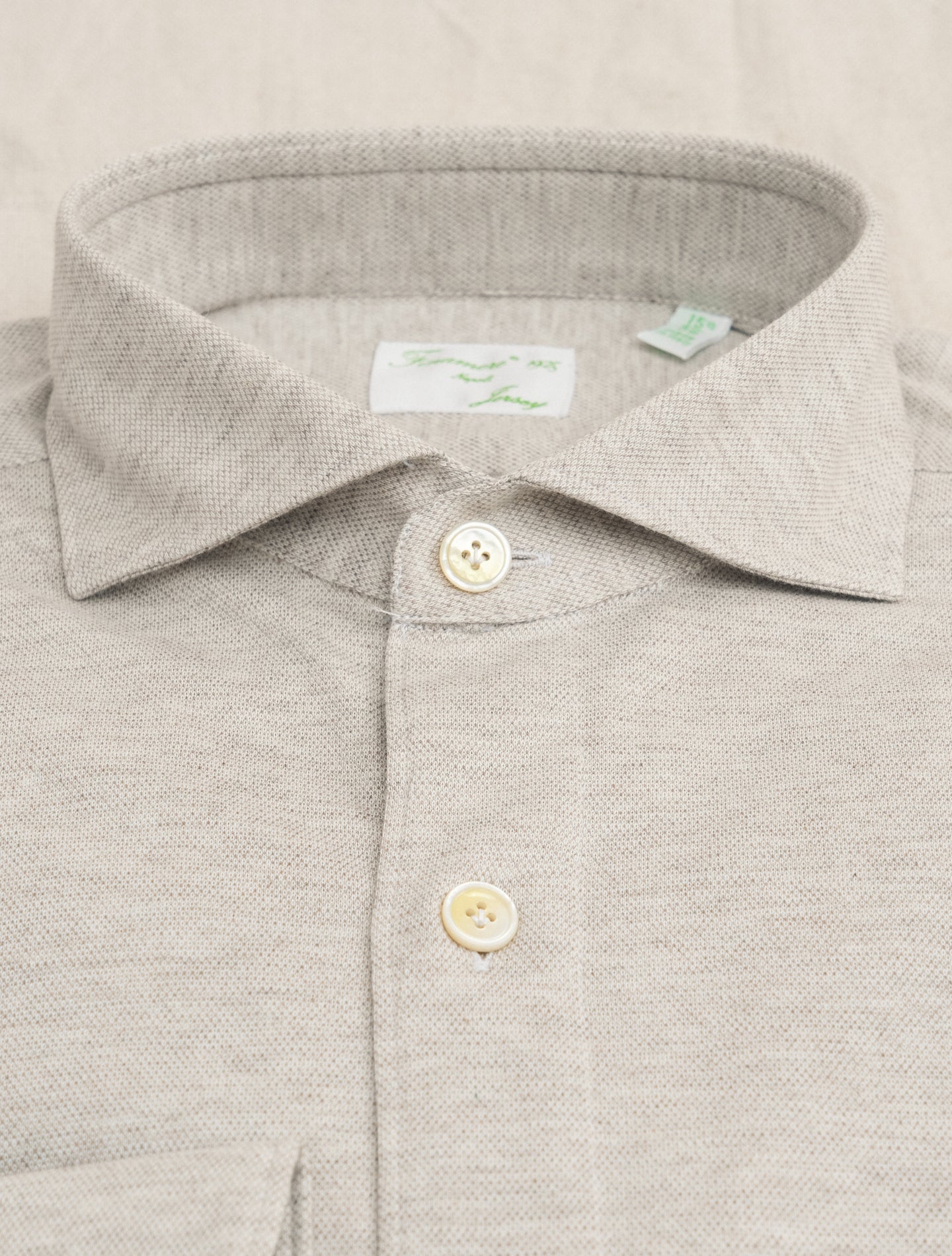 Toronto Cotton Cashmere Cut Away Shirt Naturale | Gabucci