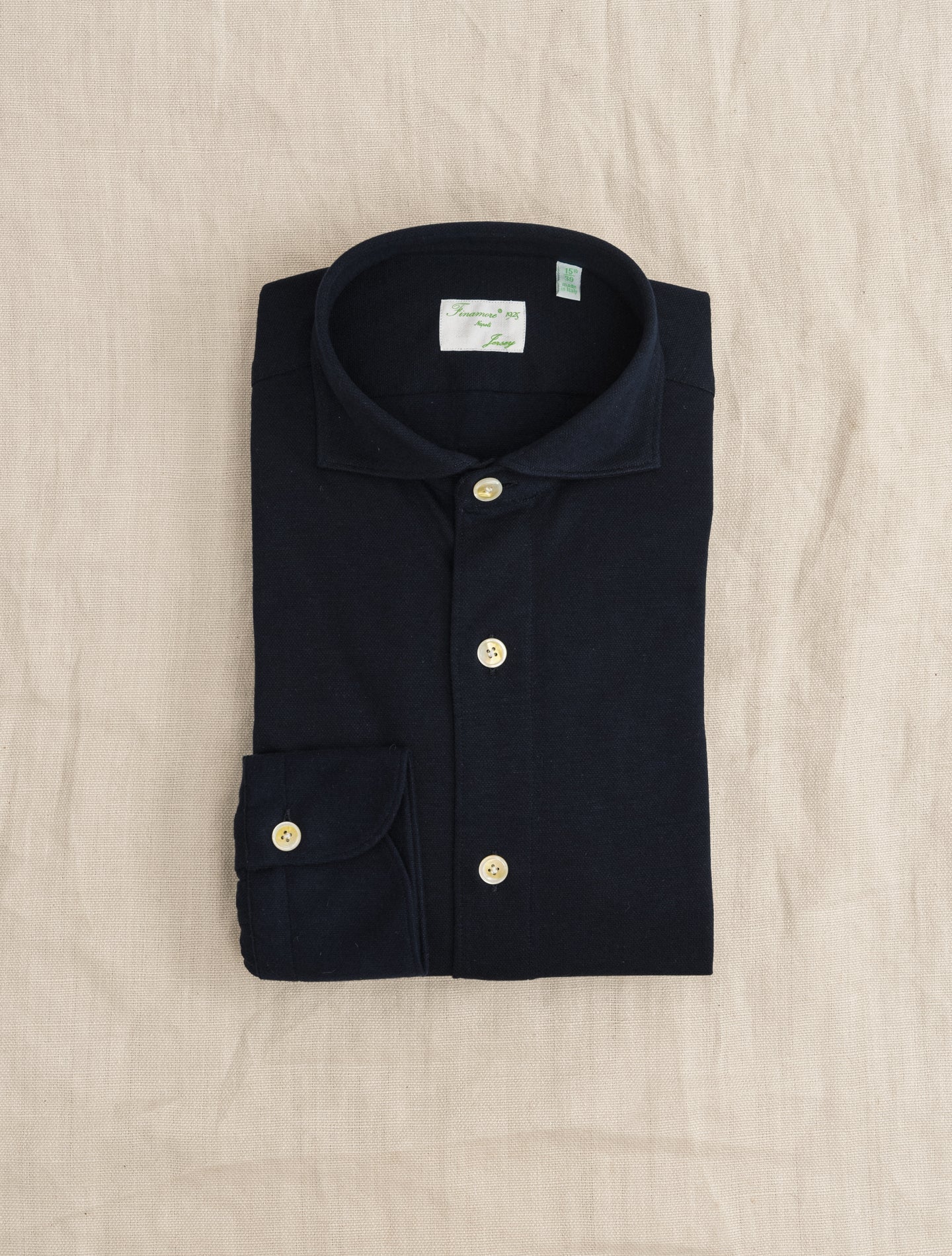 Toronto Cotton Cashmere Cut Away Shirt Navy | Gabucci