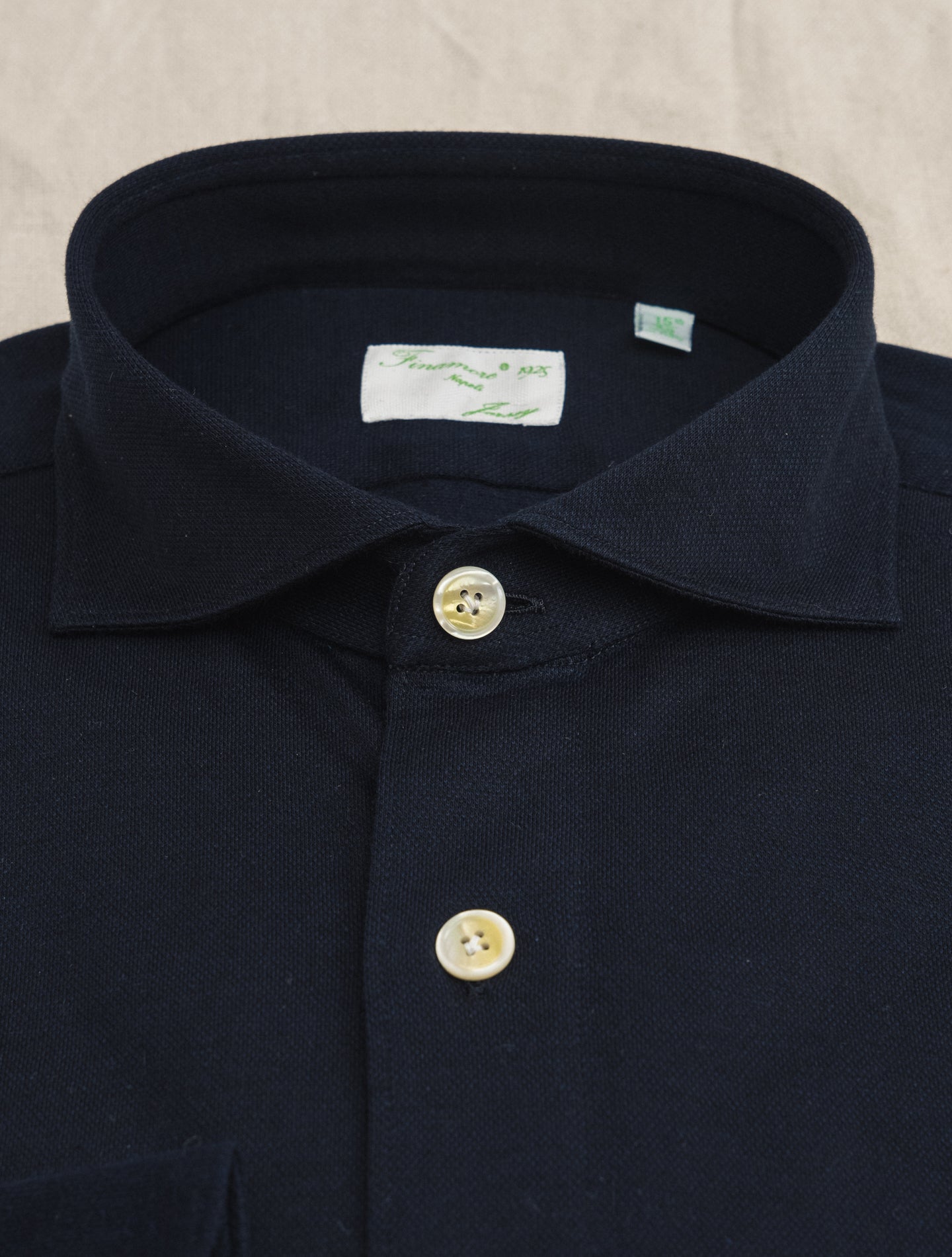 Toronto Cotton Cashmere Cut Away Shirt Navy | Gabucci