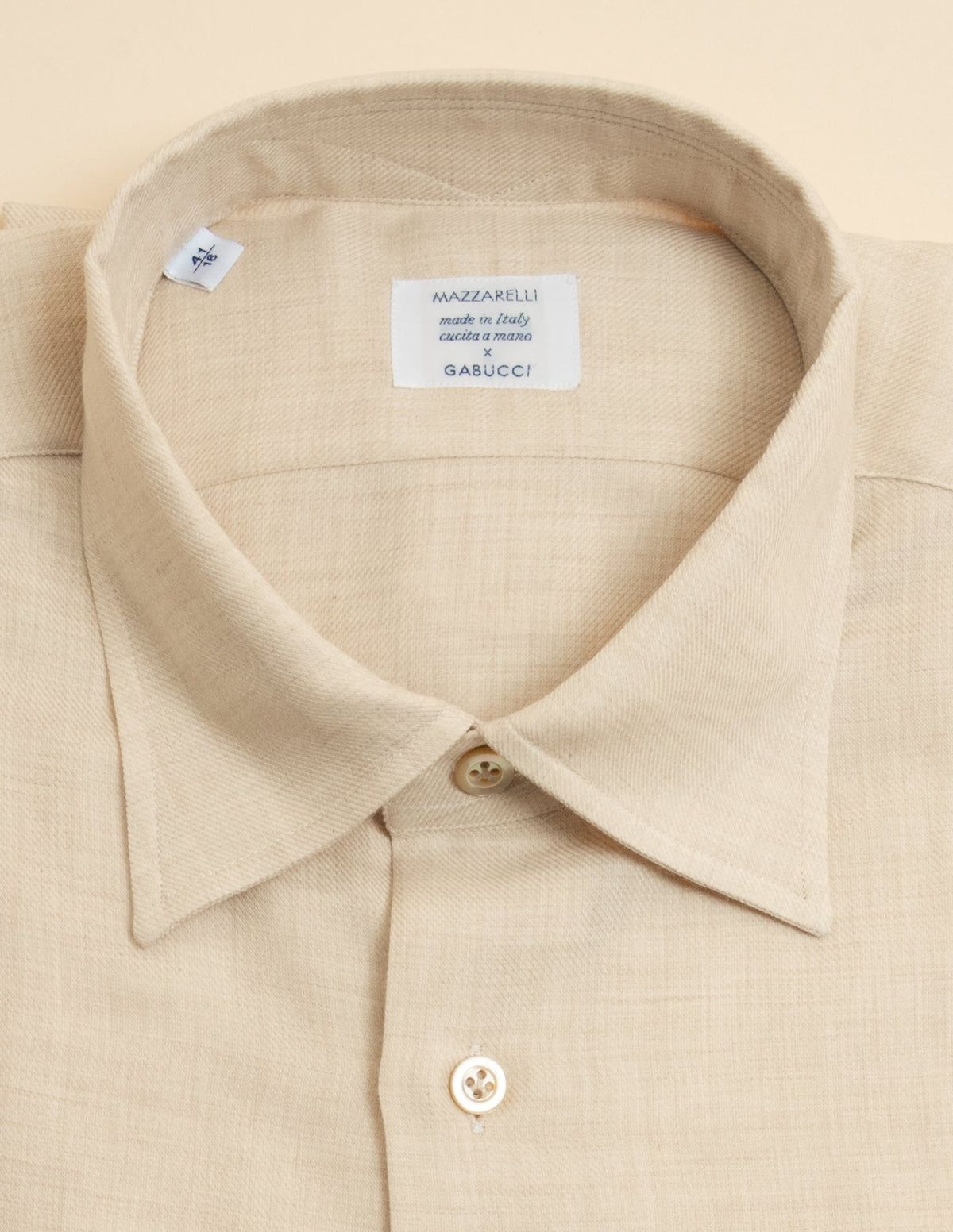 Twill Cotton Cashmere Relaxed Fit Shirt Beige Mazzarelli Shirts 39