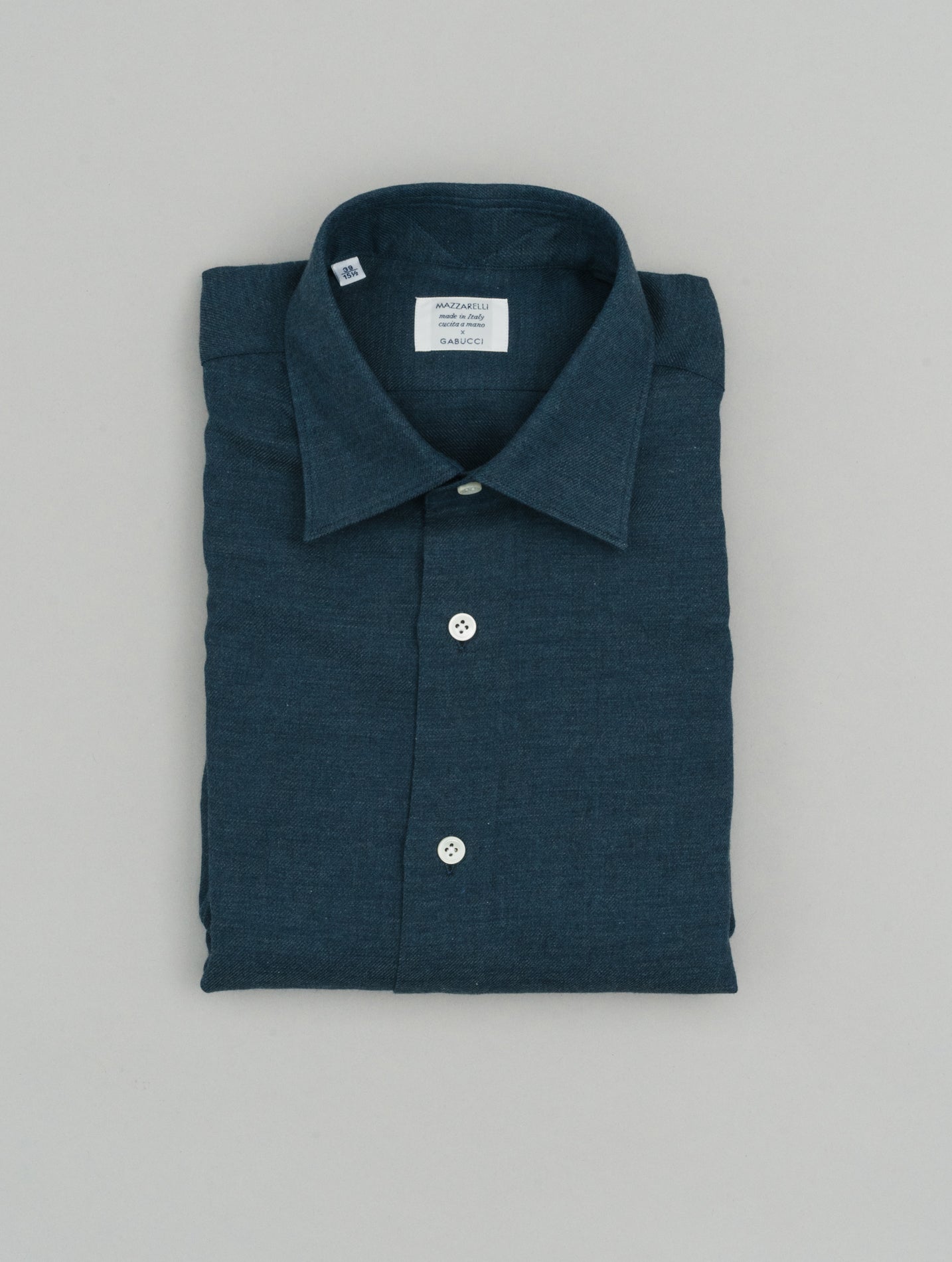 Twill Cotton Cashmere Relaxed Fit Shirt Navy Mazzarelli Shirts 39