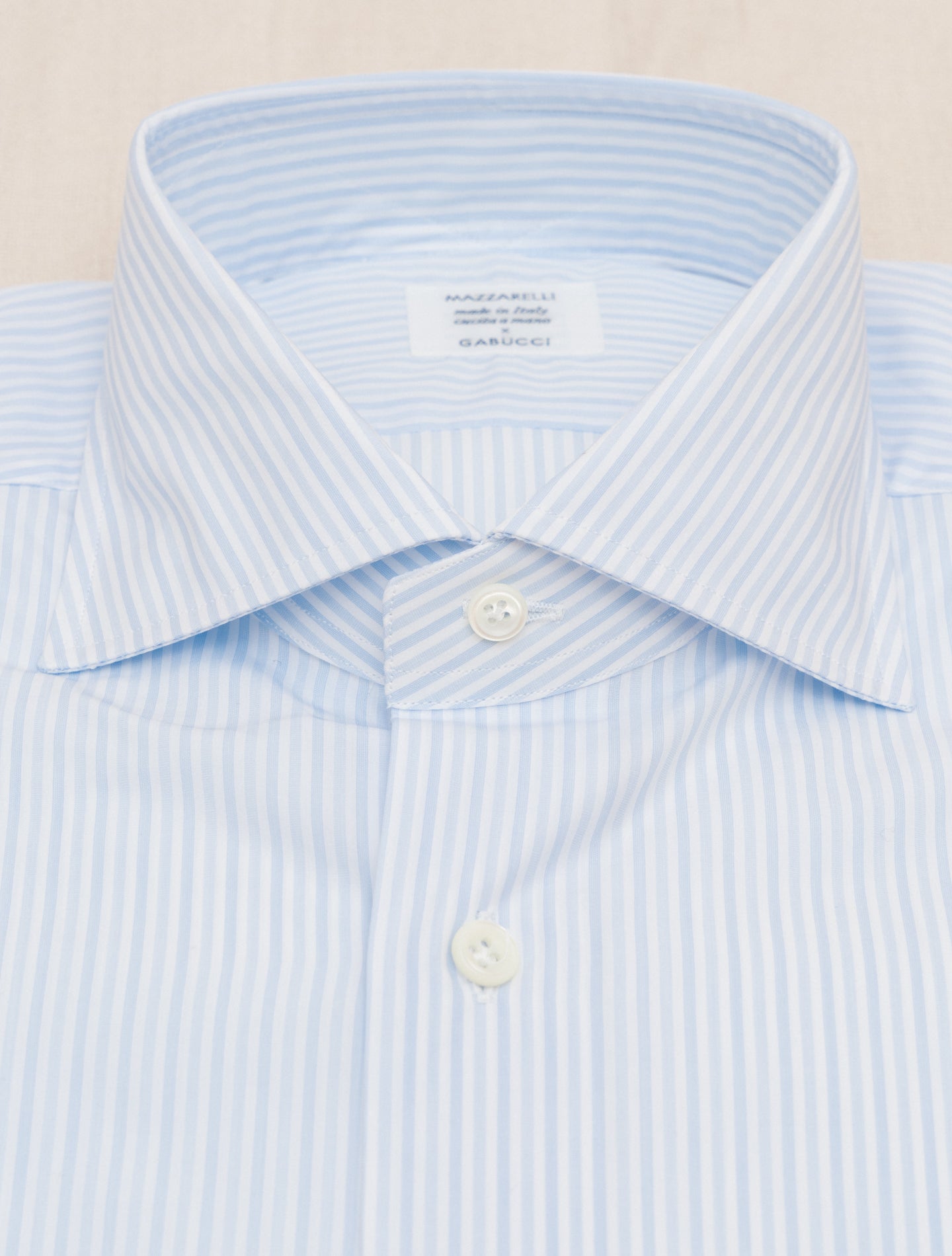 Two-Tone Striped Cut Away Shirt Light Blue Mazzarelli Shirts Gabucci