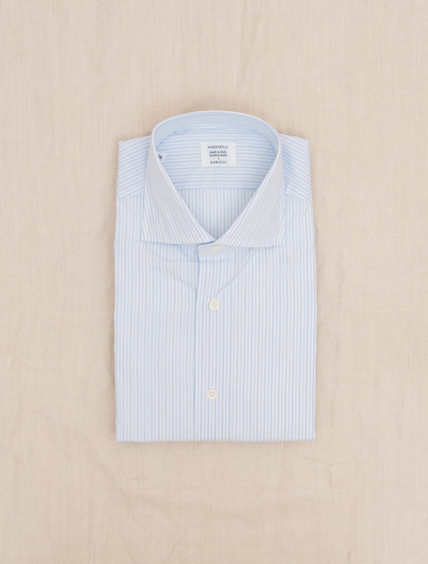 Two-Tone Striped Cut Away Shirt Light Blue Mazzarelli Shirts Gabucci