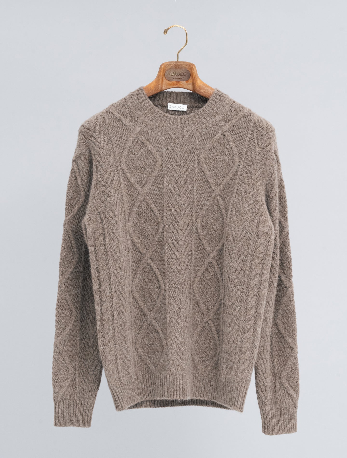 Undyed Baby Alpaca Crewneck Brown Gabucci Knitwear 48