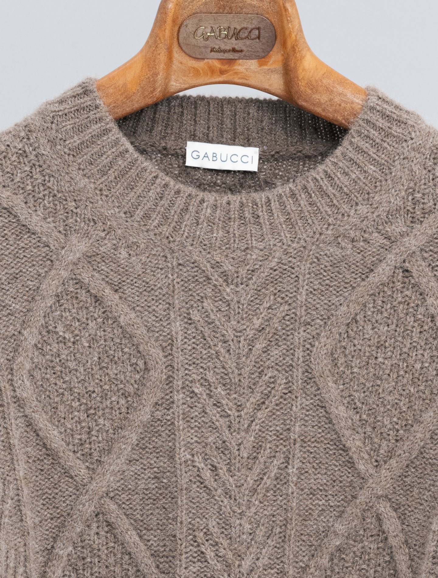 Undyed Baby Alpaca Crewneck Brown Gabucci Knitwear 48