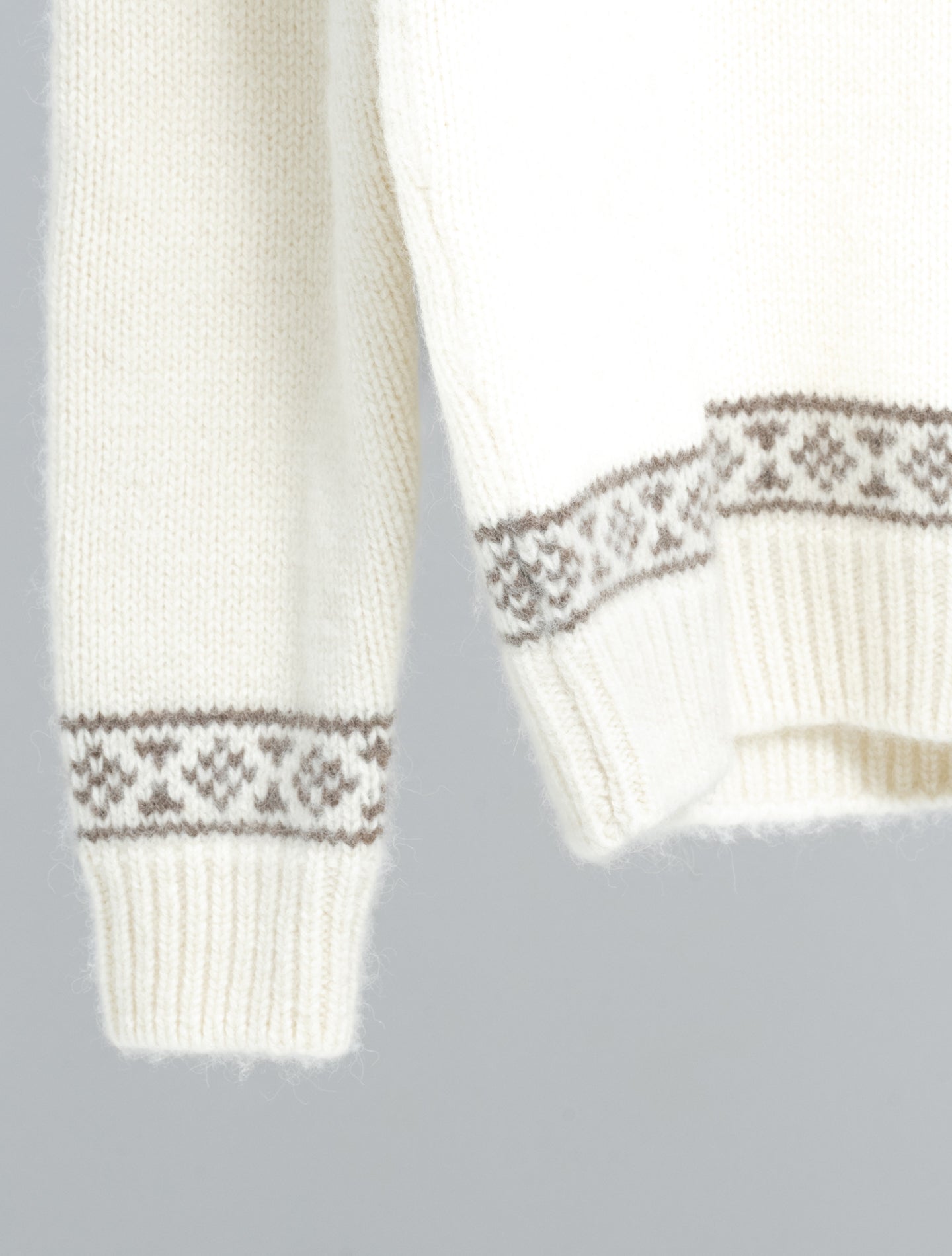 Undyed Baby Alpaca Jacquard Knit Rollneck Off White Gabucci Polo shirts 48