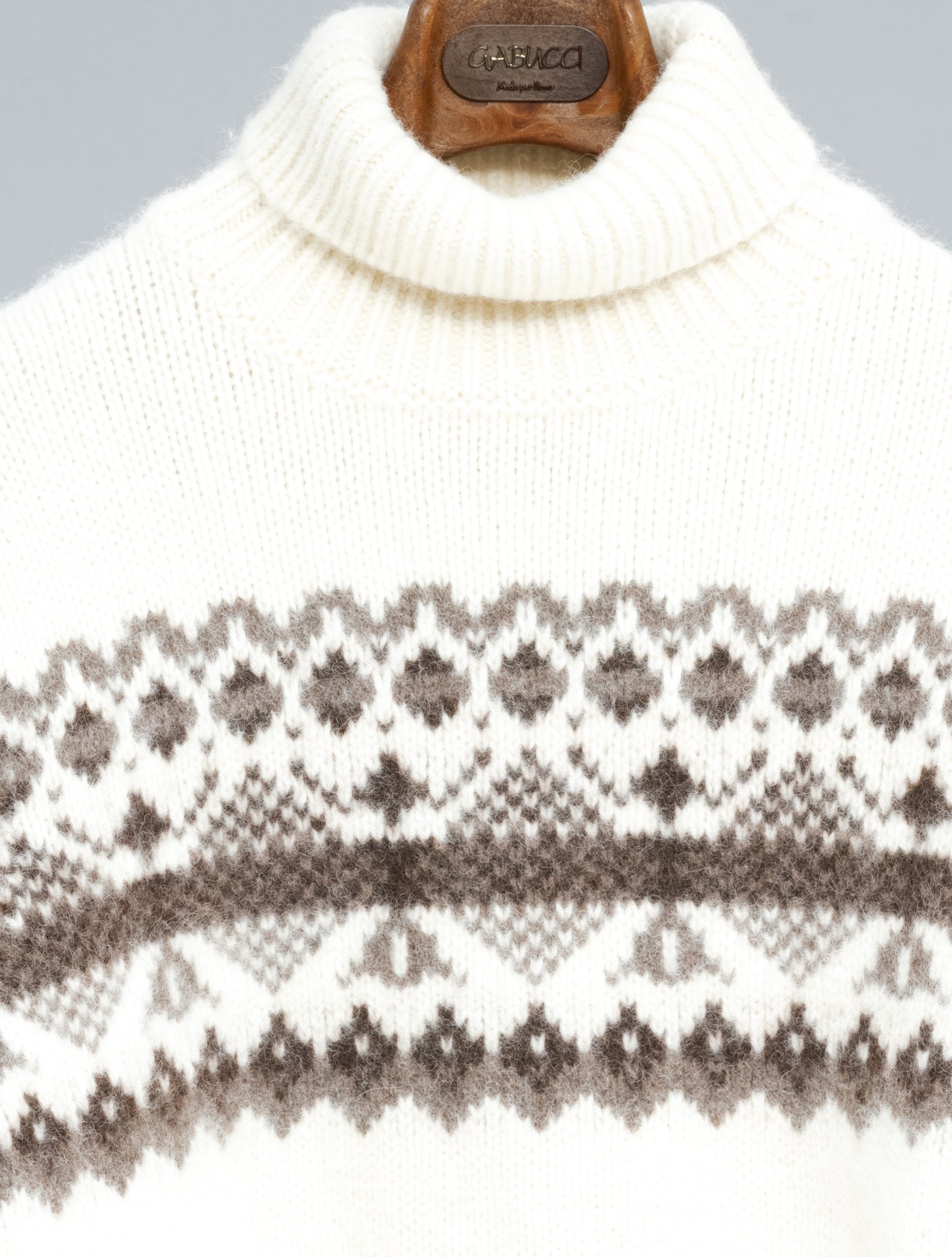 Undyed Baby Alpaca Jacquard Knit Rollneck Off White Gabucci Polo shirts 48