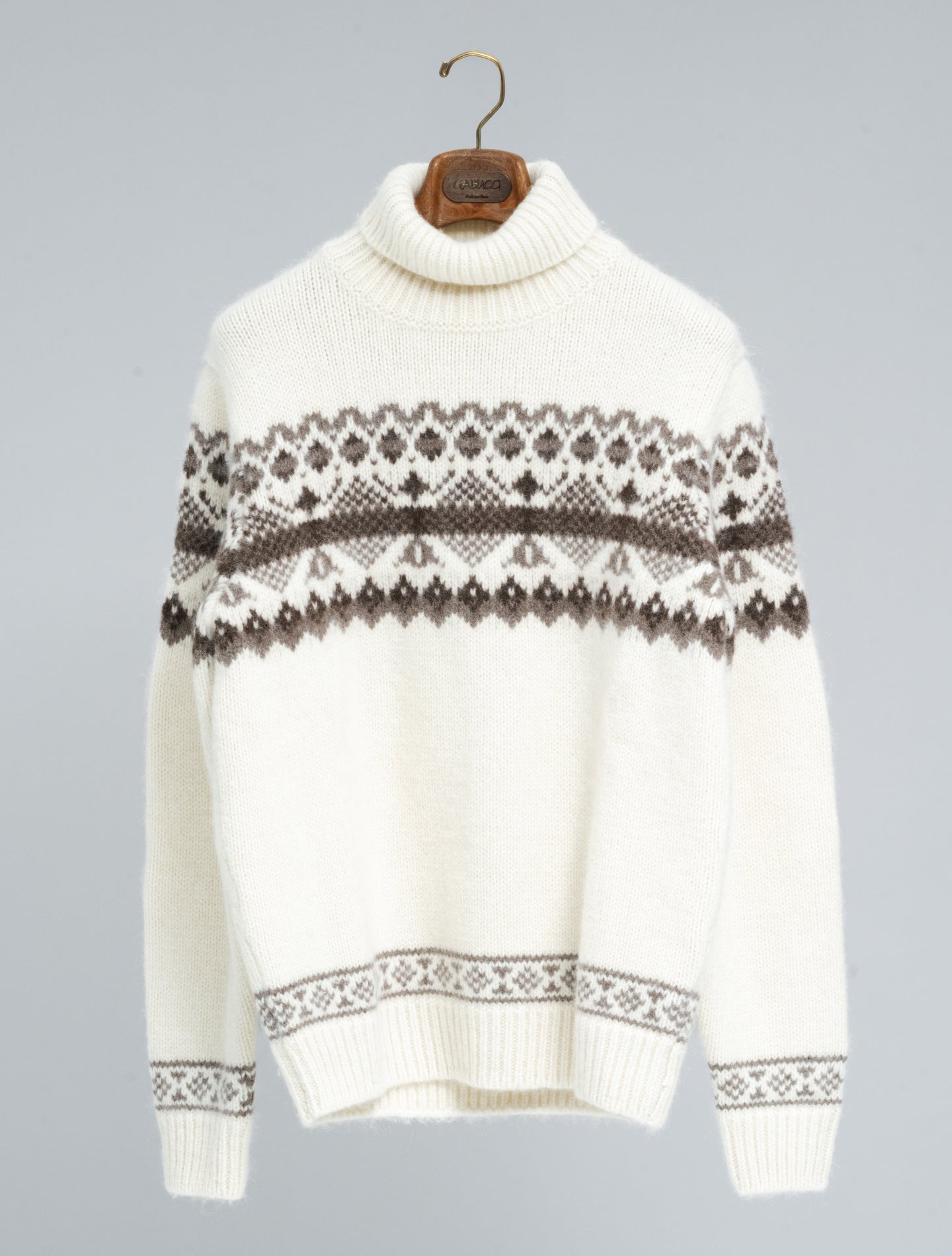 Undyed Baby Alpaca Jacquard Knit Rollneck Off White Gabucci Polo shirts 48