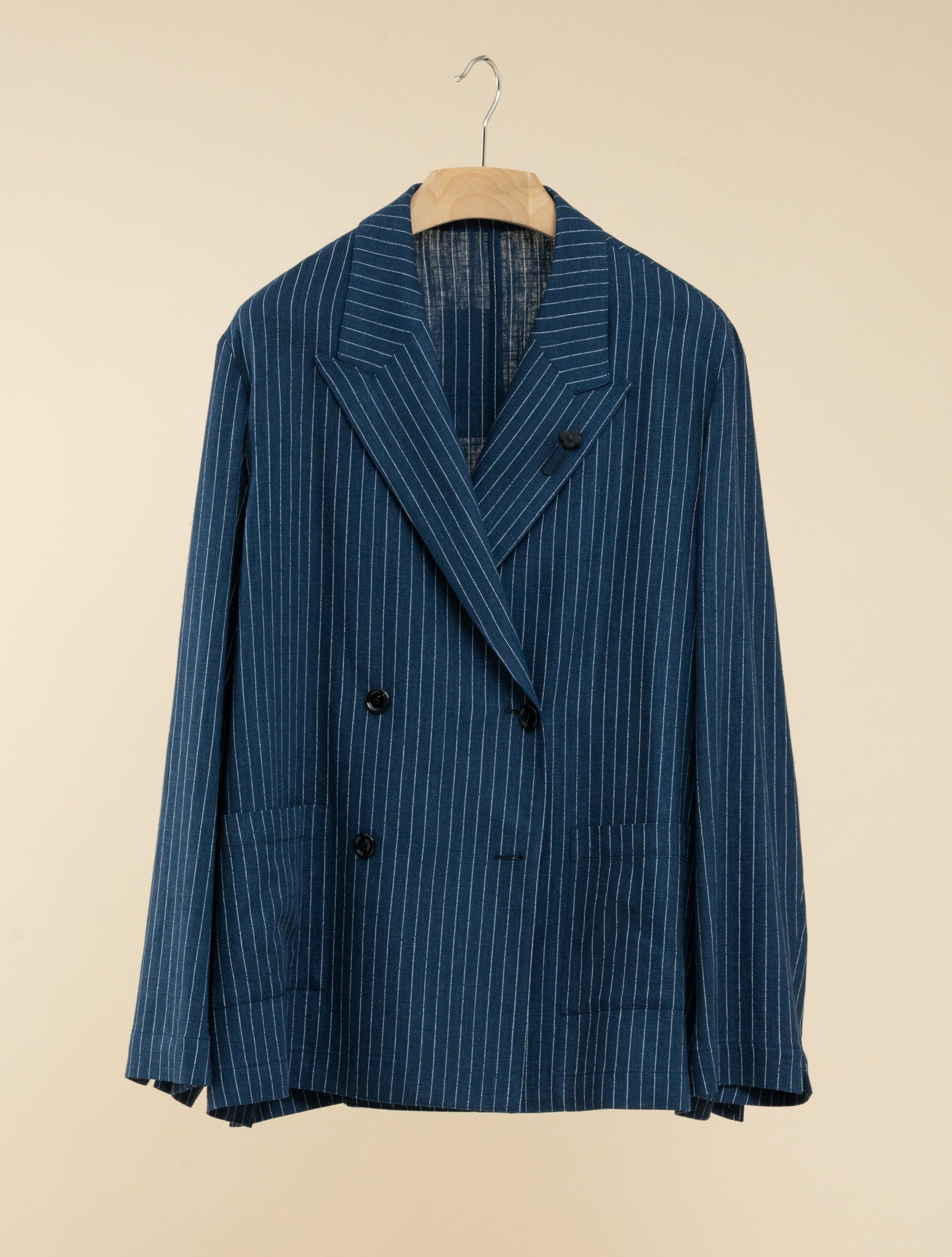 Unlined Relaxed Fit Pinstripe Jacket Blue Lardini Jackets IT 40