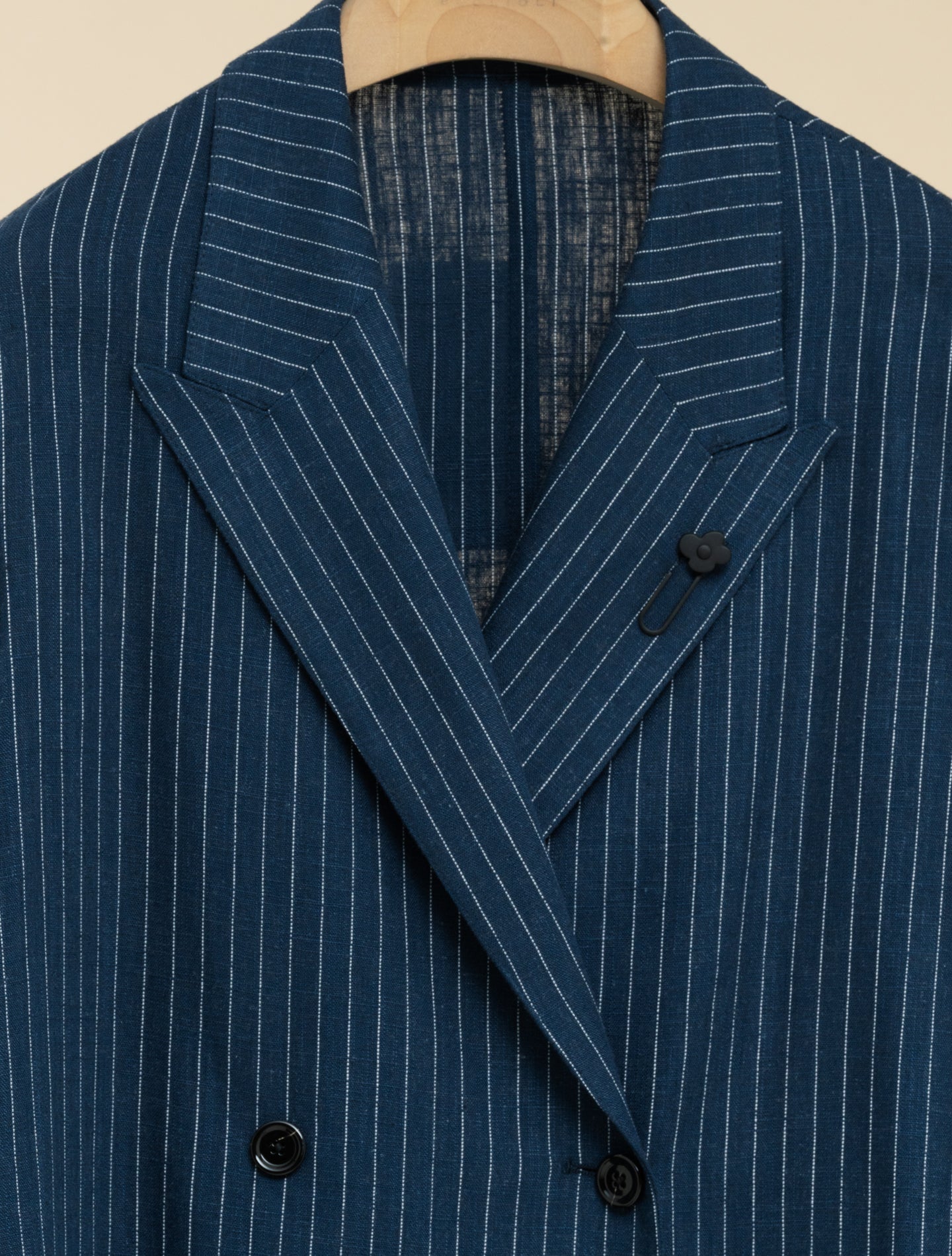 Unlined Relaxed Fit Pinstripe Jacket Blue Lardini Jackets IT 40