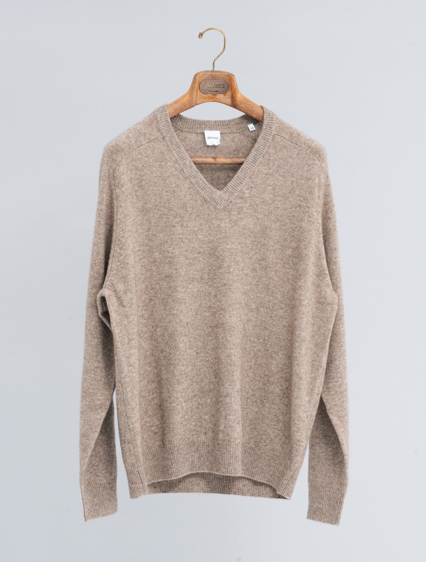 V - neck Saddle Shoulder Sweater Tortora Aspesi Knitwear 48