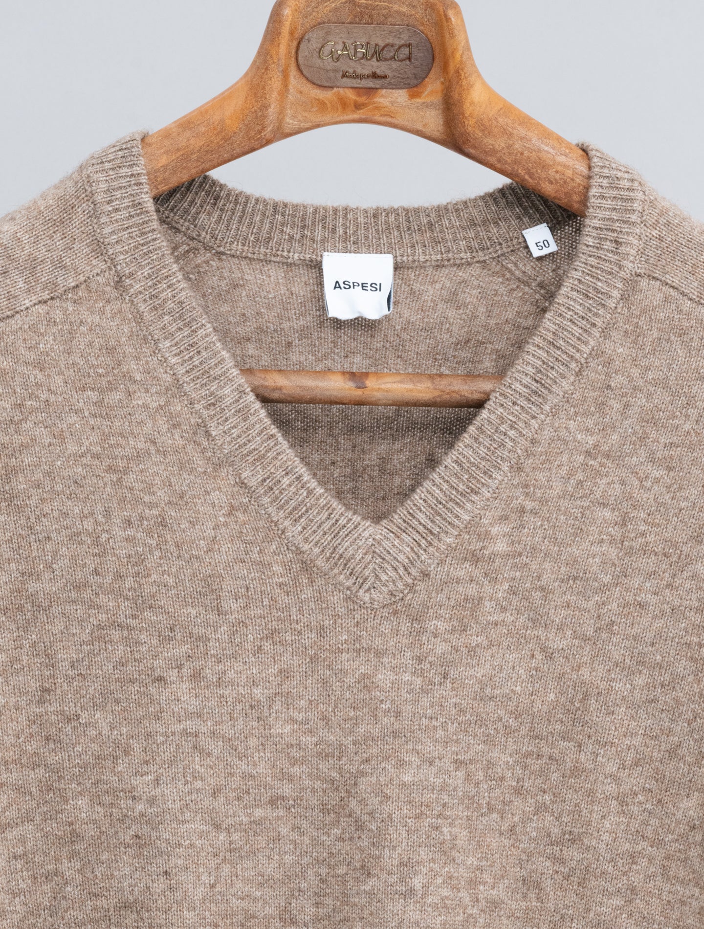 V - neck Saddle Shoulder Sweater Tortora Aspesi Knitwear 48