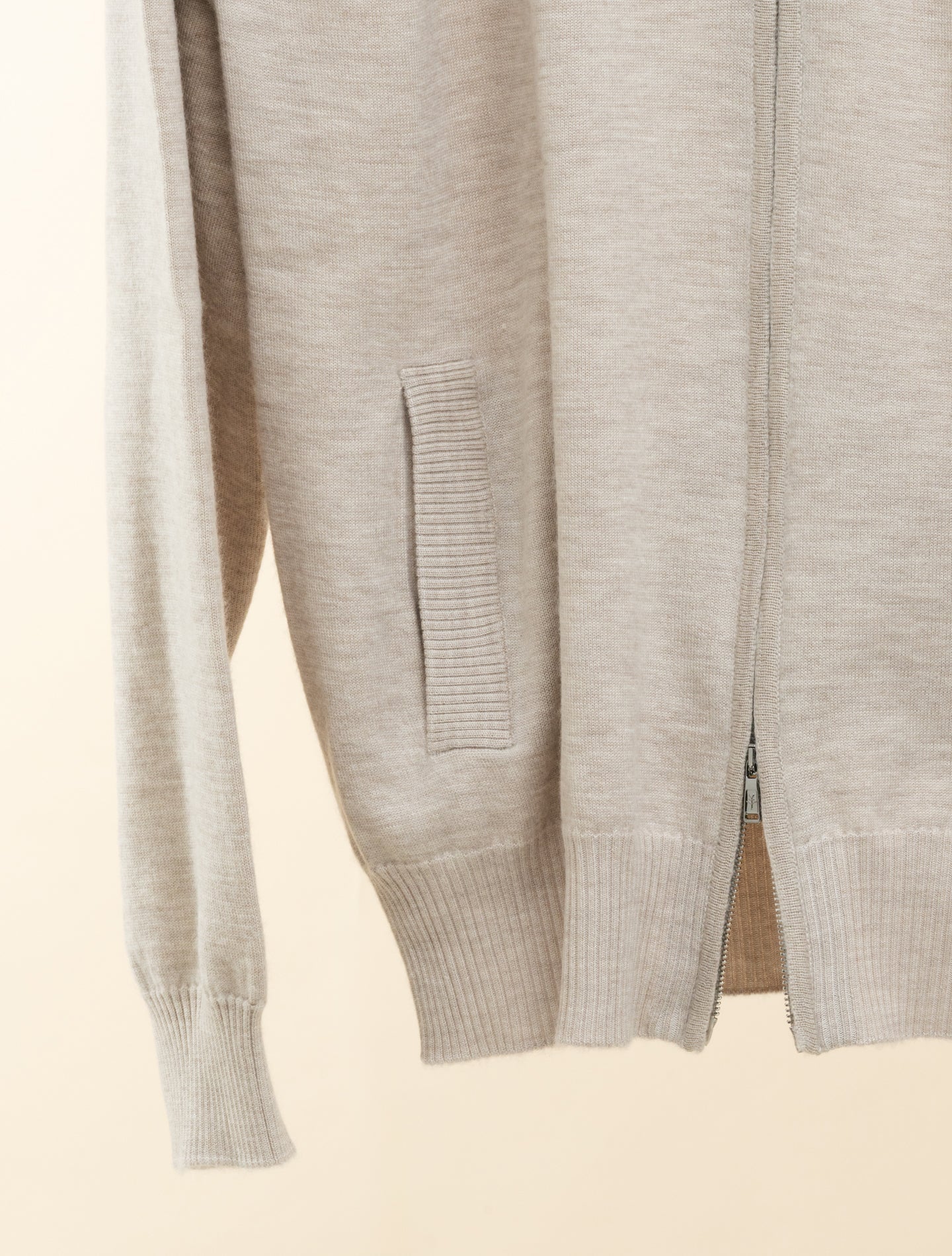 Vanisé Duvet Cashmere Cotton Zip Hoodie Natural Fioroni Knitwear 48
