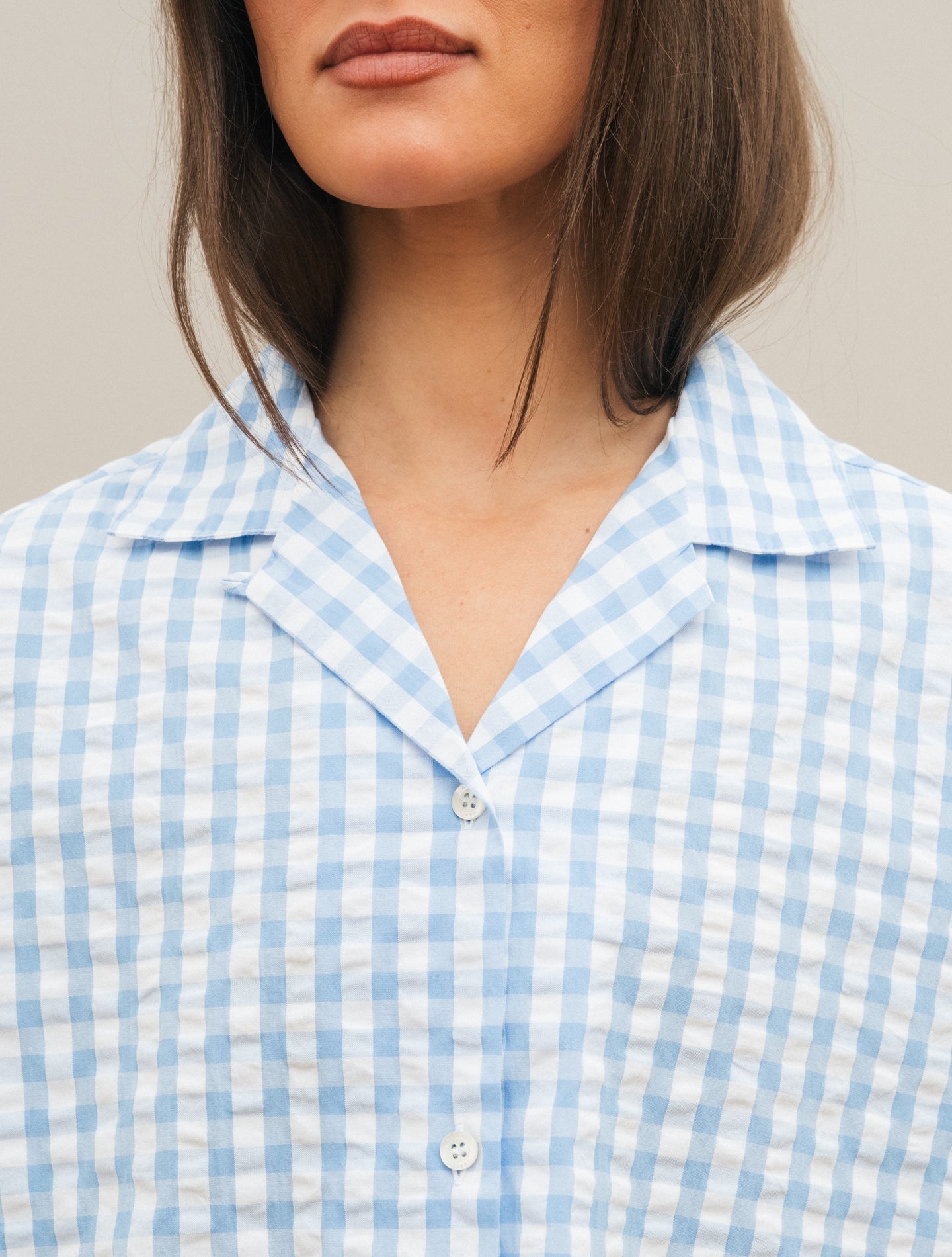 Vichy Check Seersucker Shirt Light Blue Aspesi Shirts IT 38