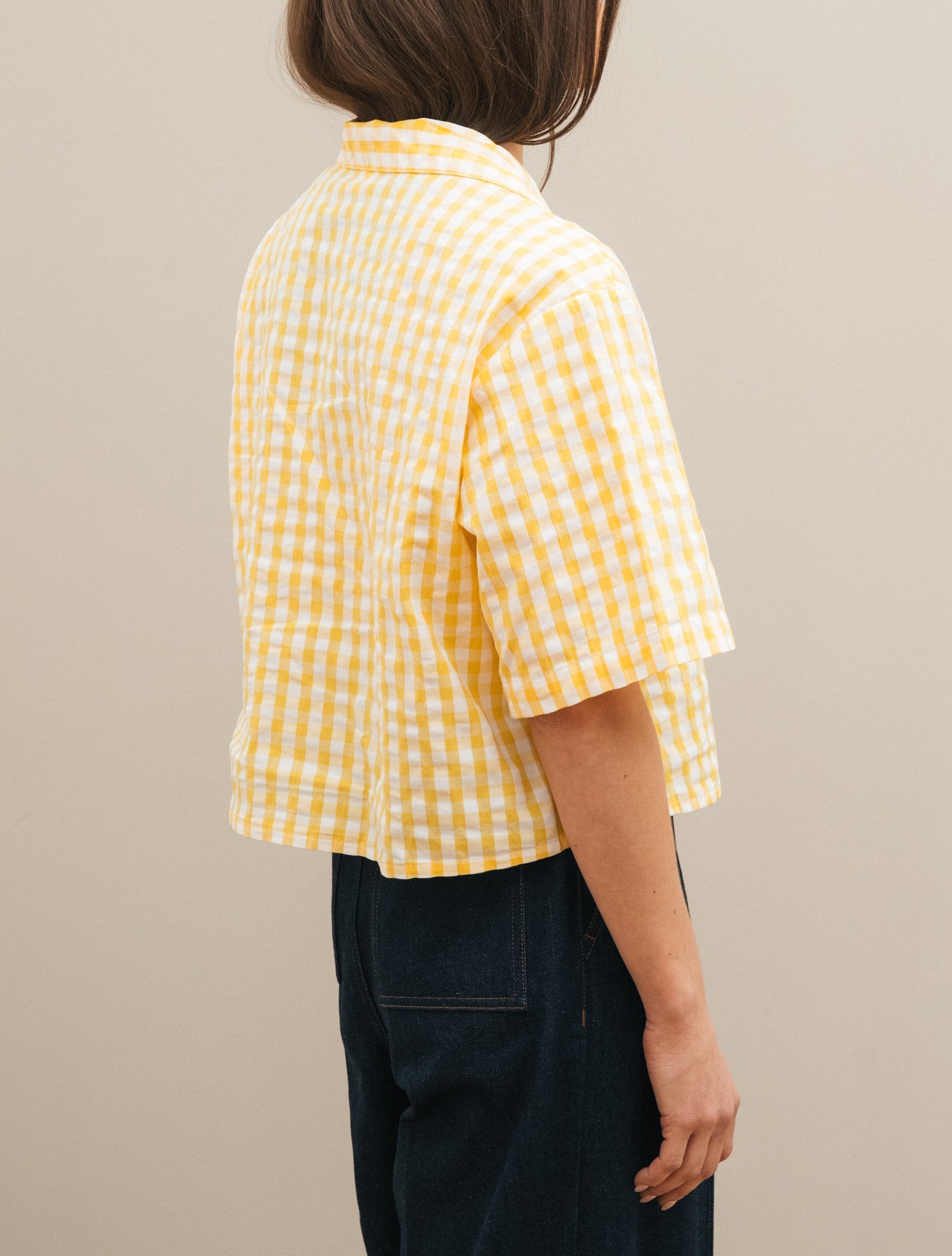 Vichy Check Seersucker Shirt Yellow Aspesi Shirts IT 38