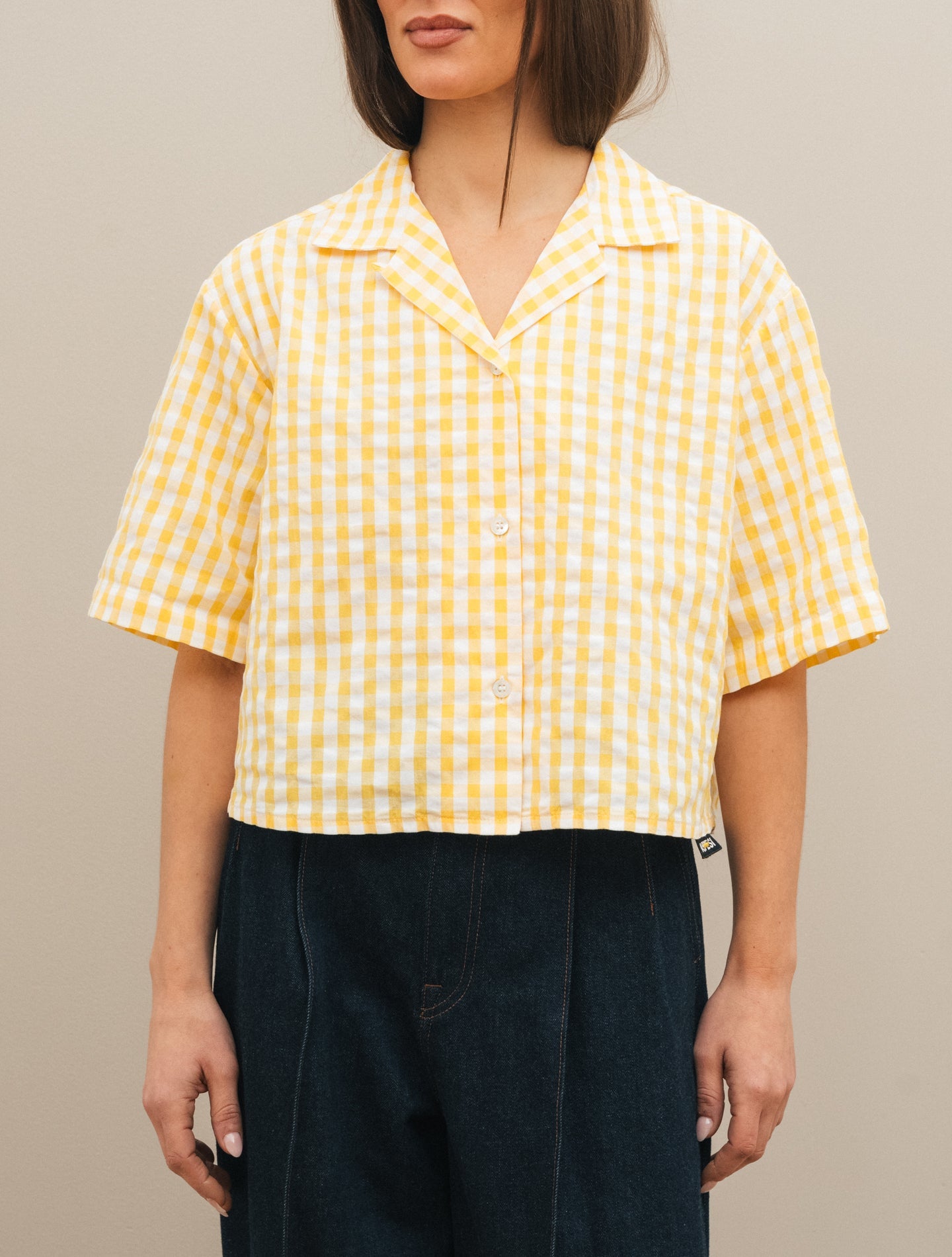 Vichy Check Seersucker Shirt Yellow Aspesi Shirts IT 38