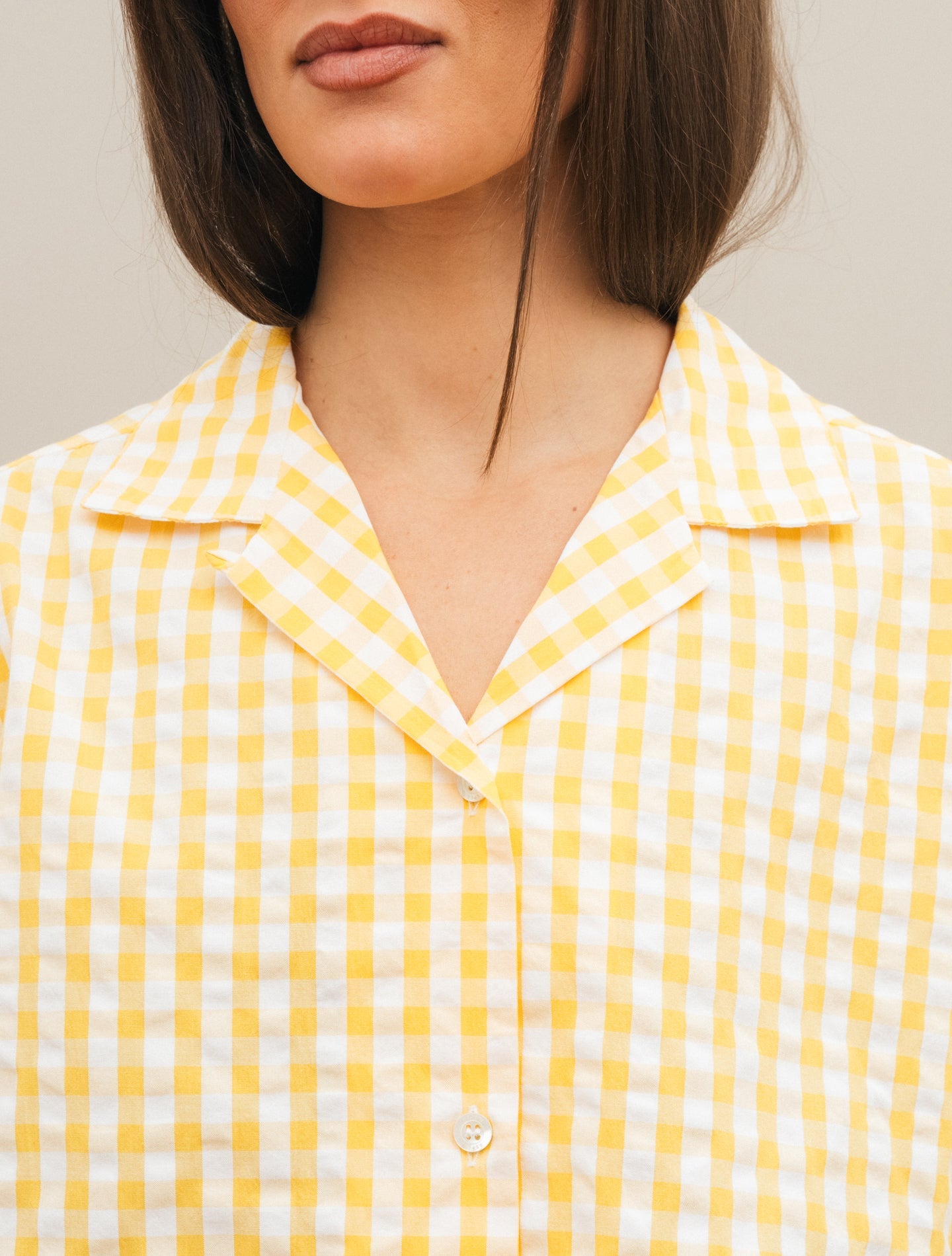 Vichy Check Seersucker Shirt Yellow Aspesi Shirts IT 38