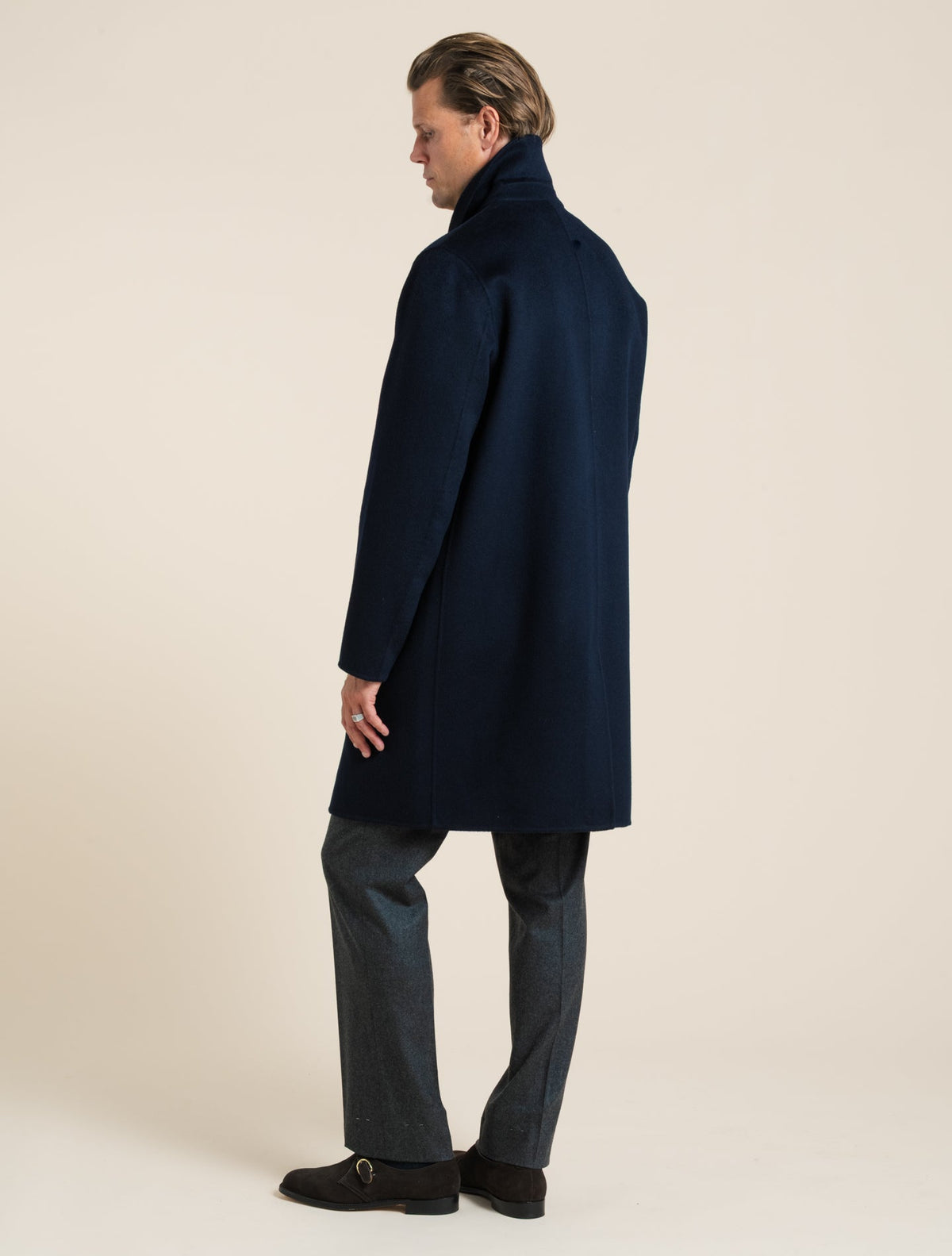 Virtuoso Double Wool Coat Navy Aspesi Outerwear 46
