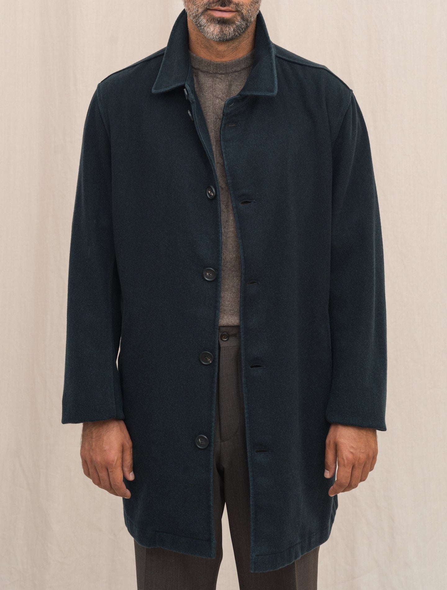 Washed Cashmere Unconstructed Car Coat Charcoal Manto Outerwear 48
