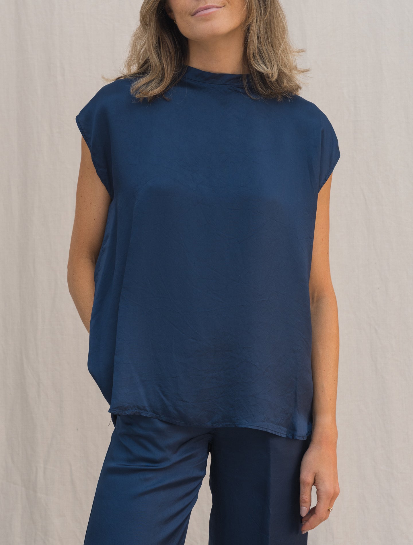 Washed Viscose Top Blue | Gabucci