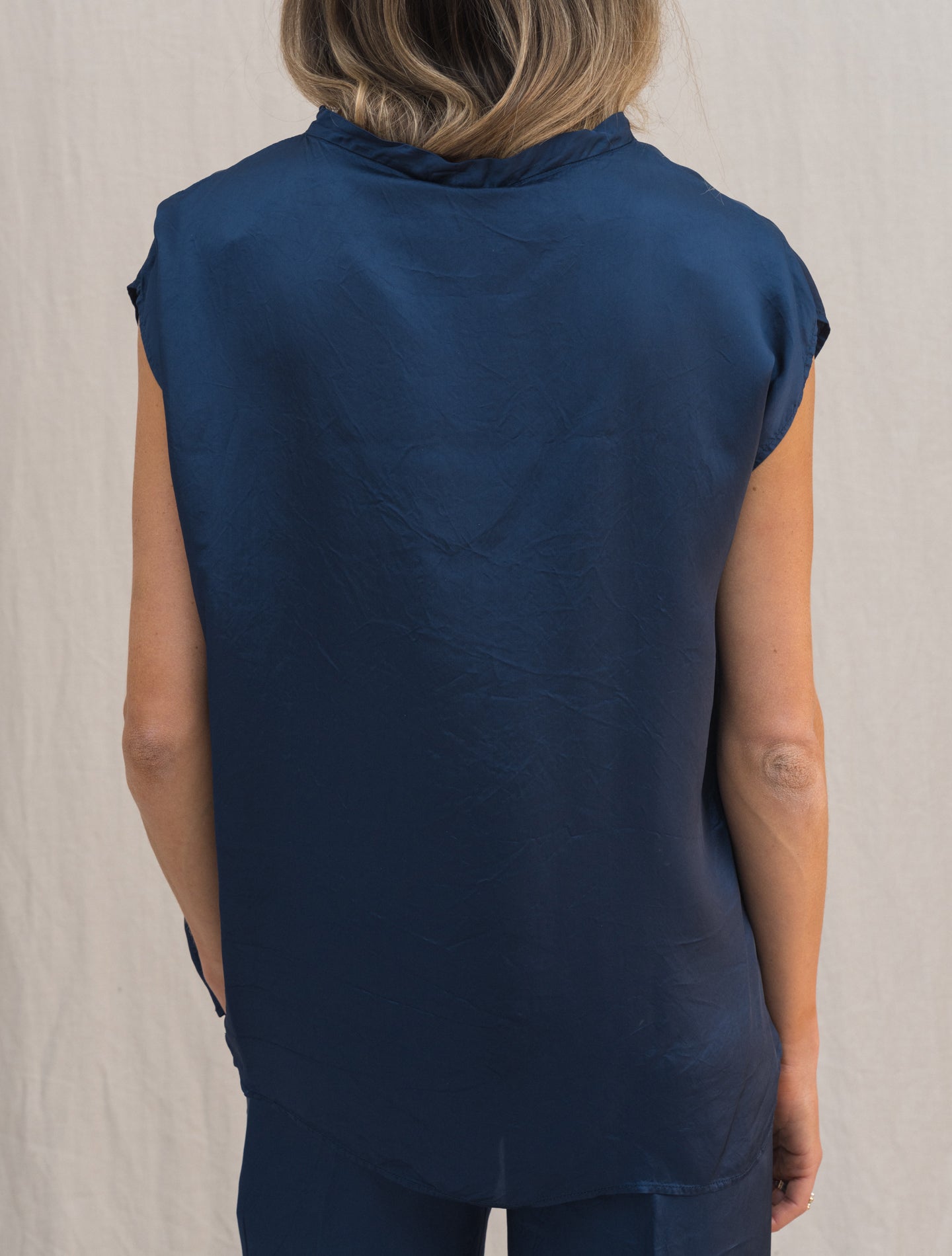 Washed Viscose Top Blue | Gabucci