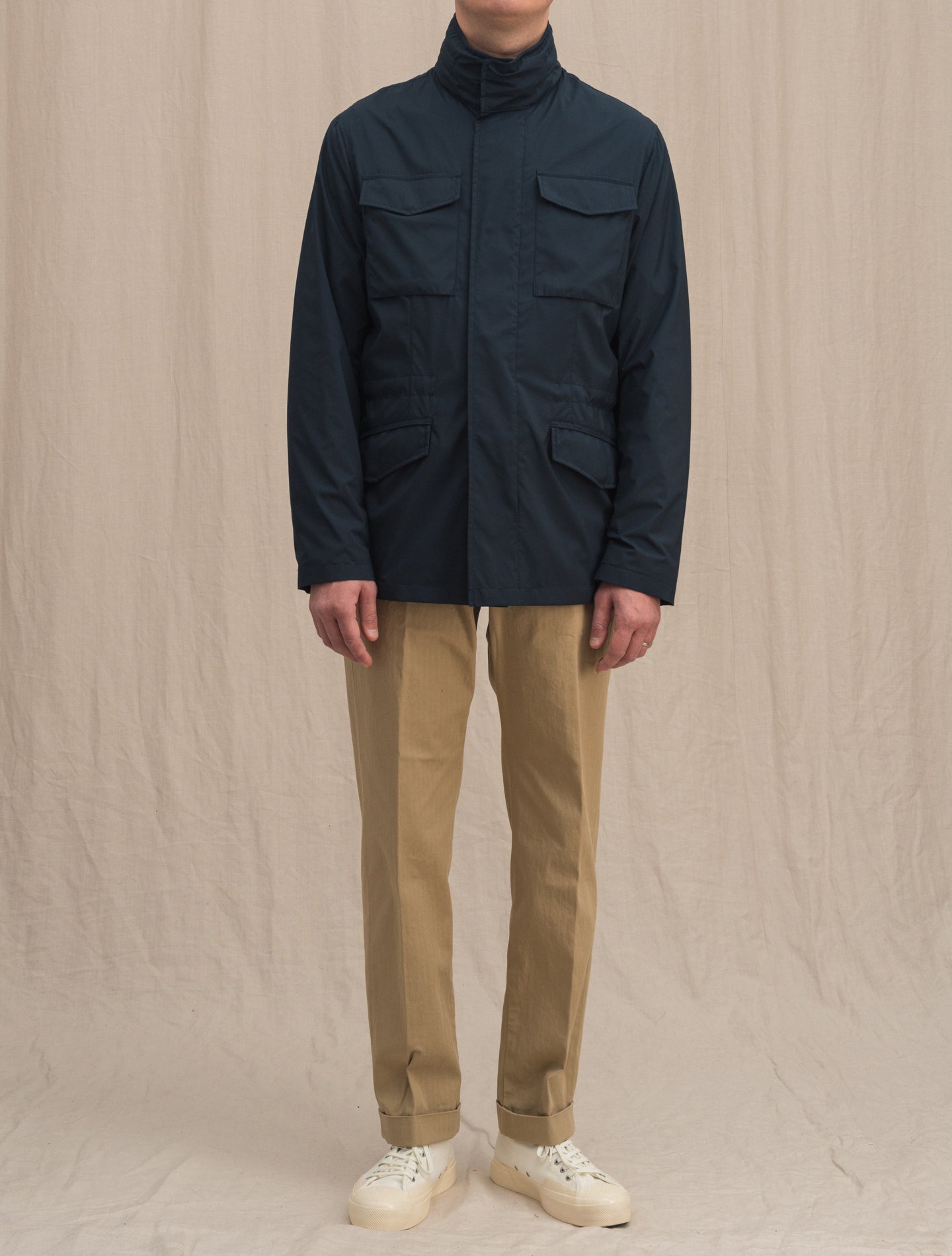 Water Repellant Field Jacket Navy Manto Outerwear 48