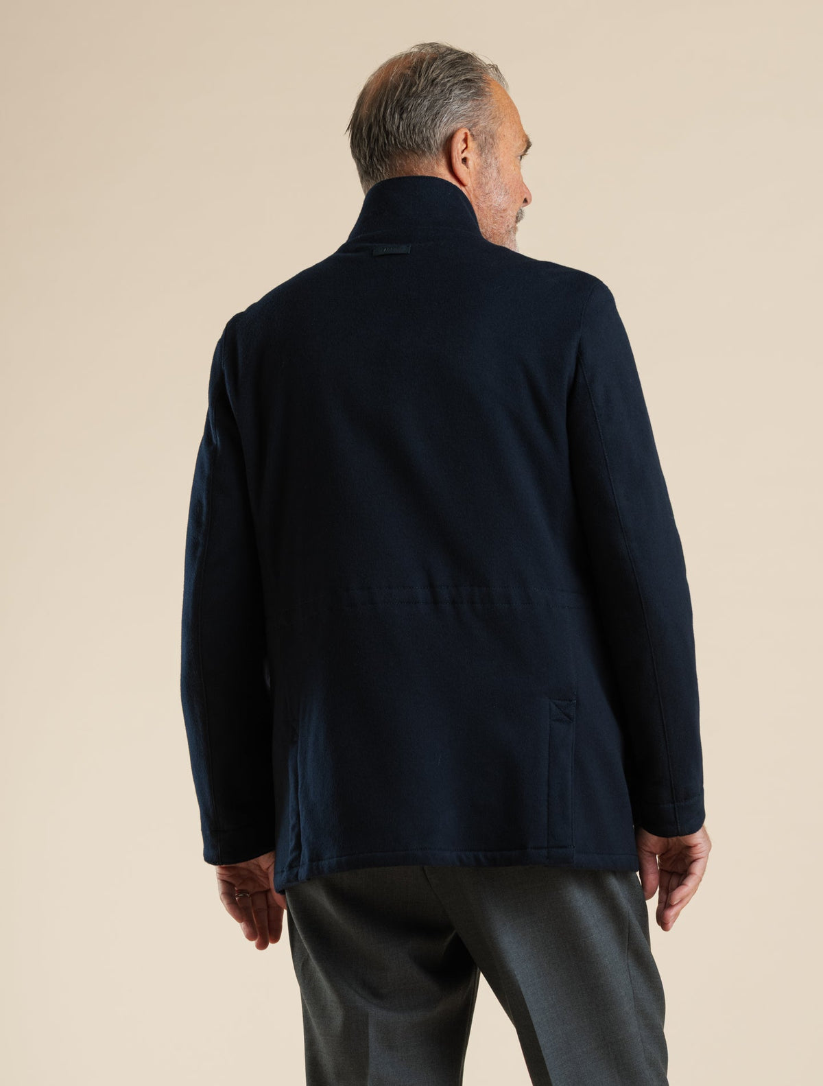 Water Repellent Wool Cashmere Field Jacket Navy Lardini Outerwear 48