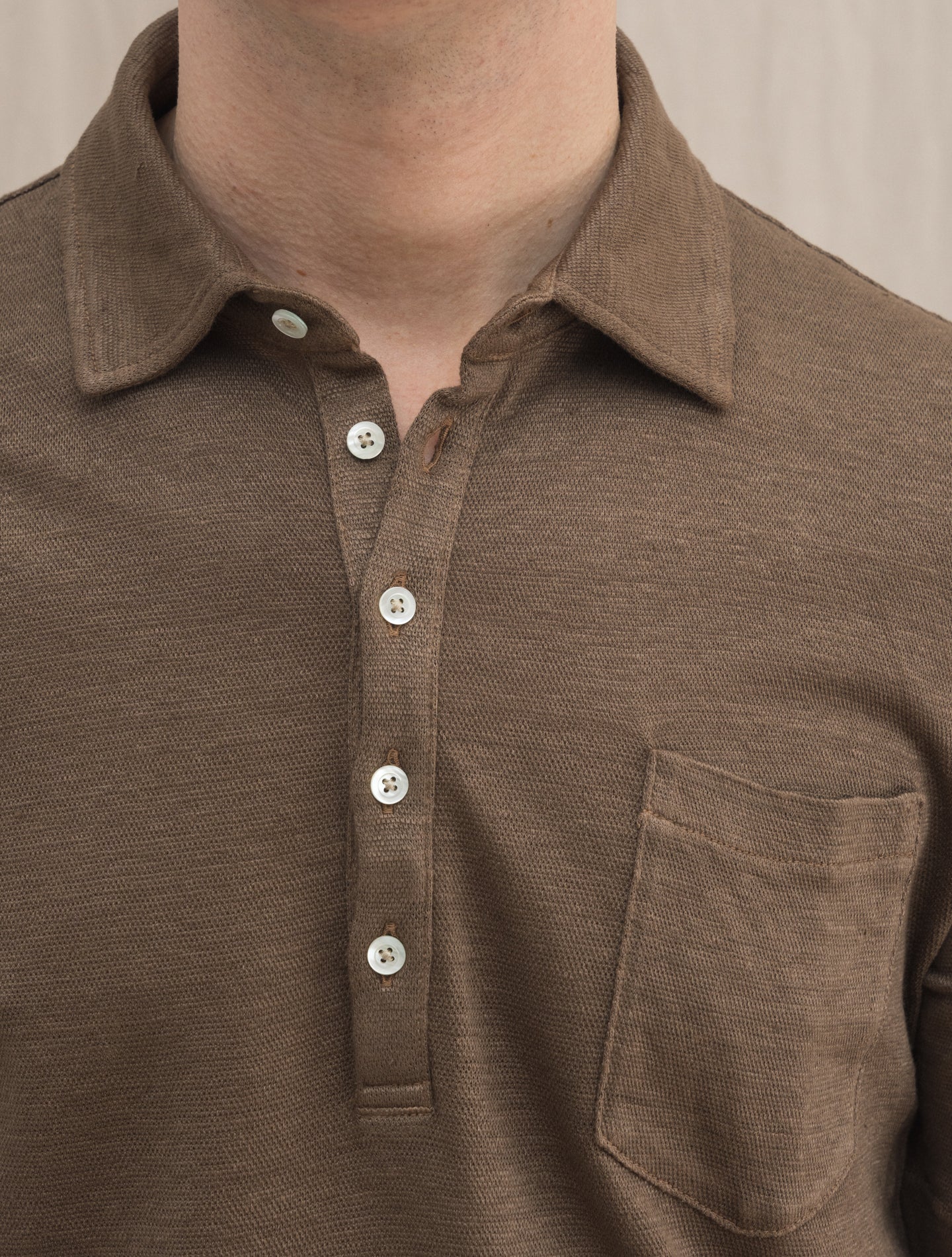 Wembley Linen Short Sleeve Polo Shirt Brown | Gabucci