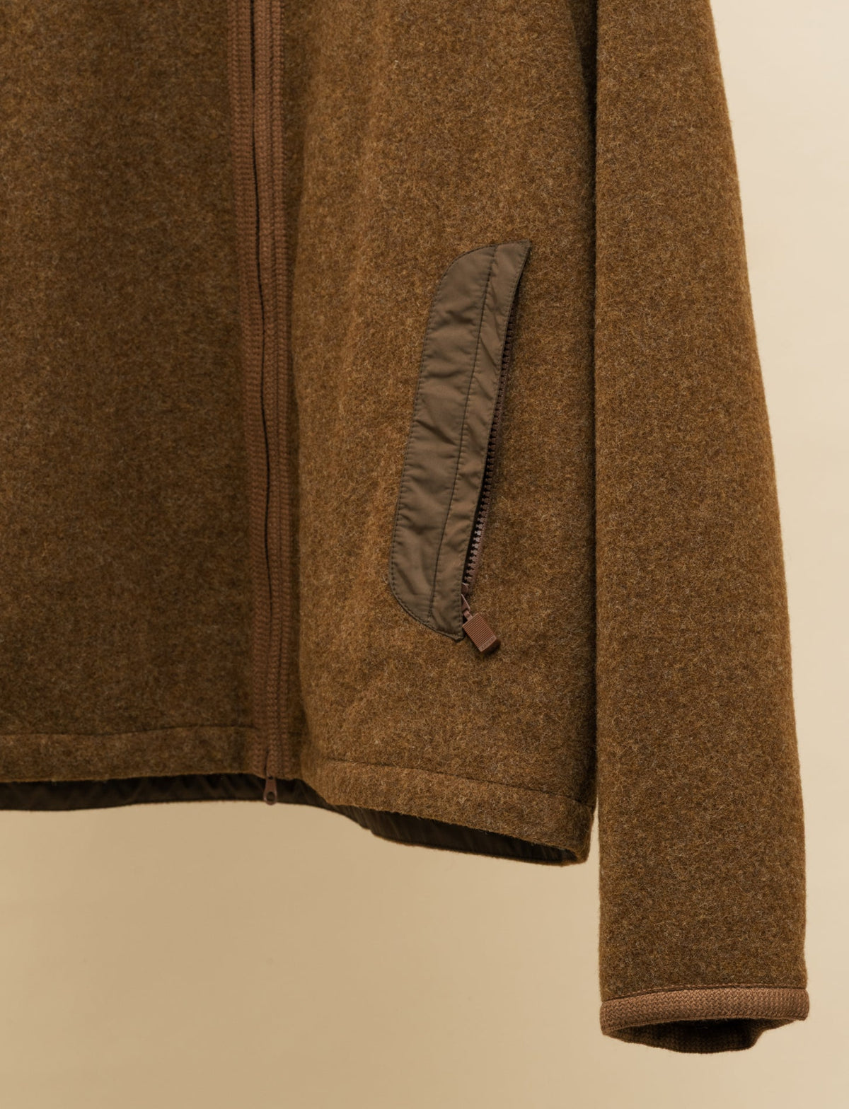 Werner Brushed Shetland Wool Zip Hoodie Tabacco Aspesi Outerwear M