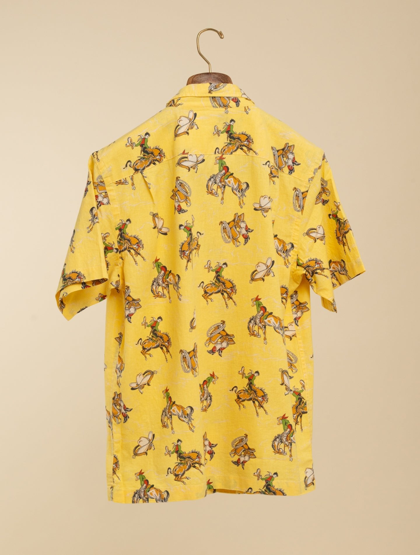 トップス RRL Camp Western Linen Shirt S Western-Print Linen-Cotton Camp Shirt Yellow Multi | Double RL
