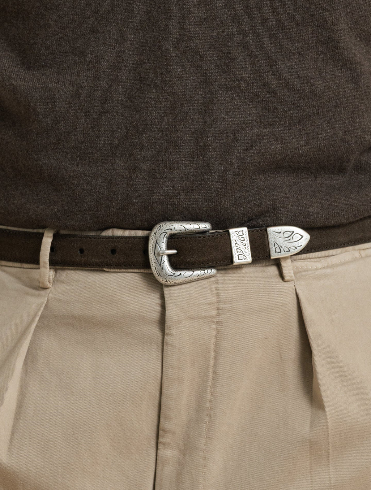 Western Suede Belt Brown Andersons Belts 80