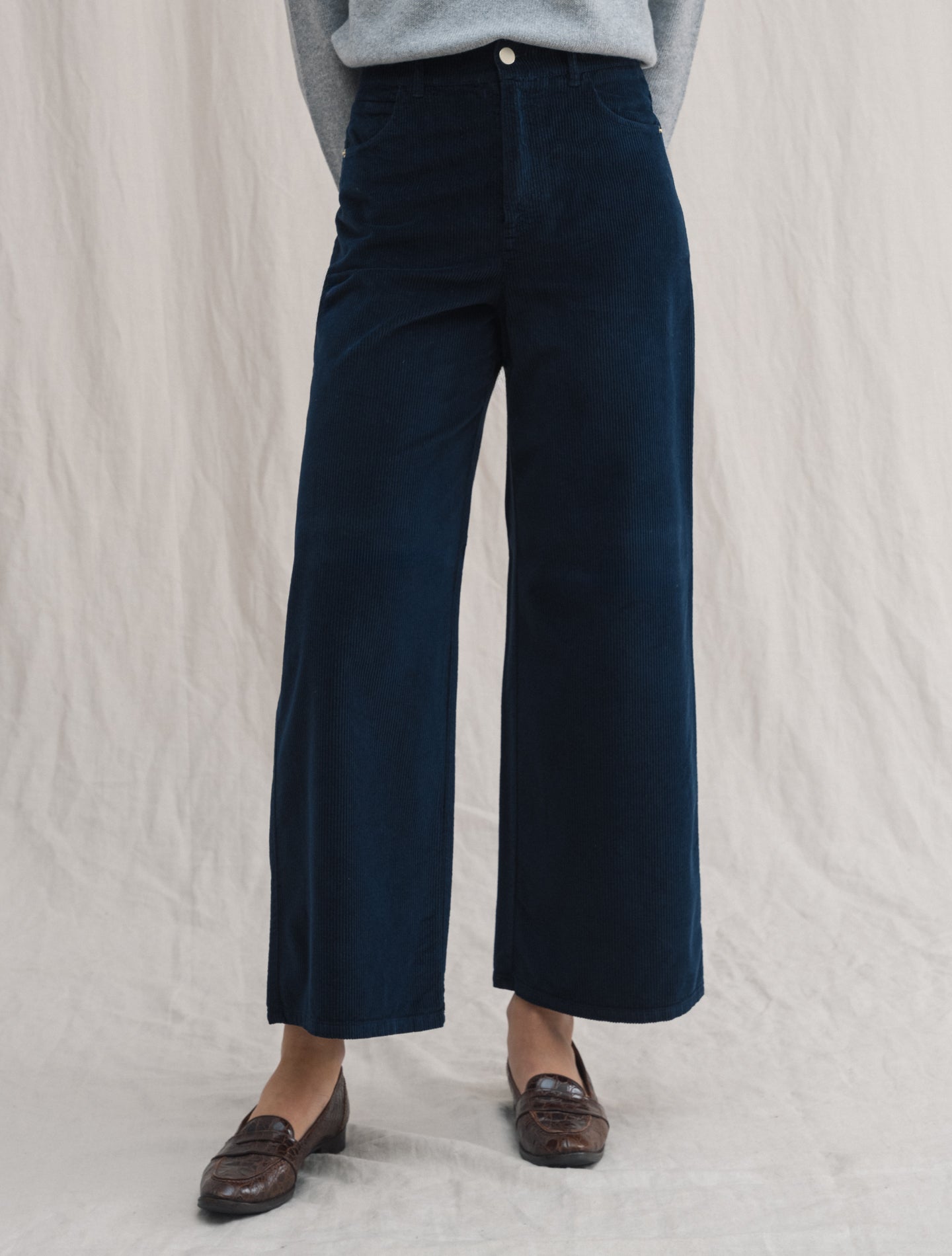 Wide Corduroy Trousers Navy Slowear Trousers IT 38