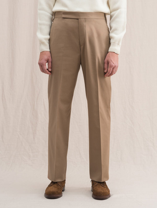 Wide Cotton Wool Trousers Beige – Gabucci