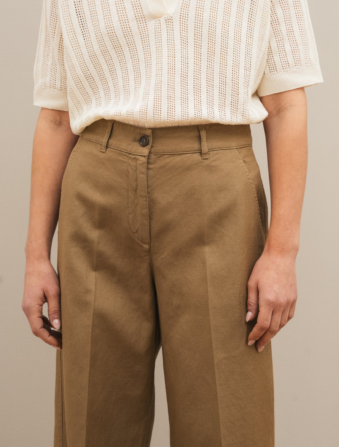 Wide Fit Cotton Linen Trousers Terra Aspesi Trousers IT 38