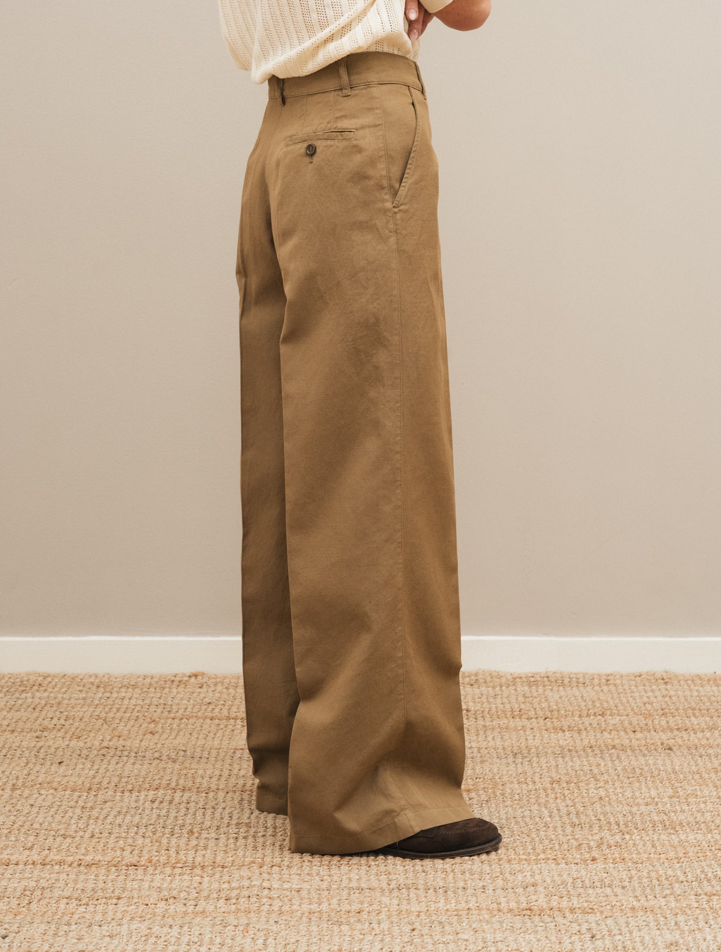 Wide Fit Cotton Linen Trousers Terra Aspesi Trousers IT 38