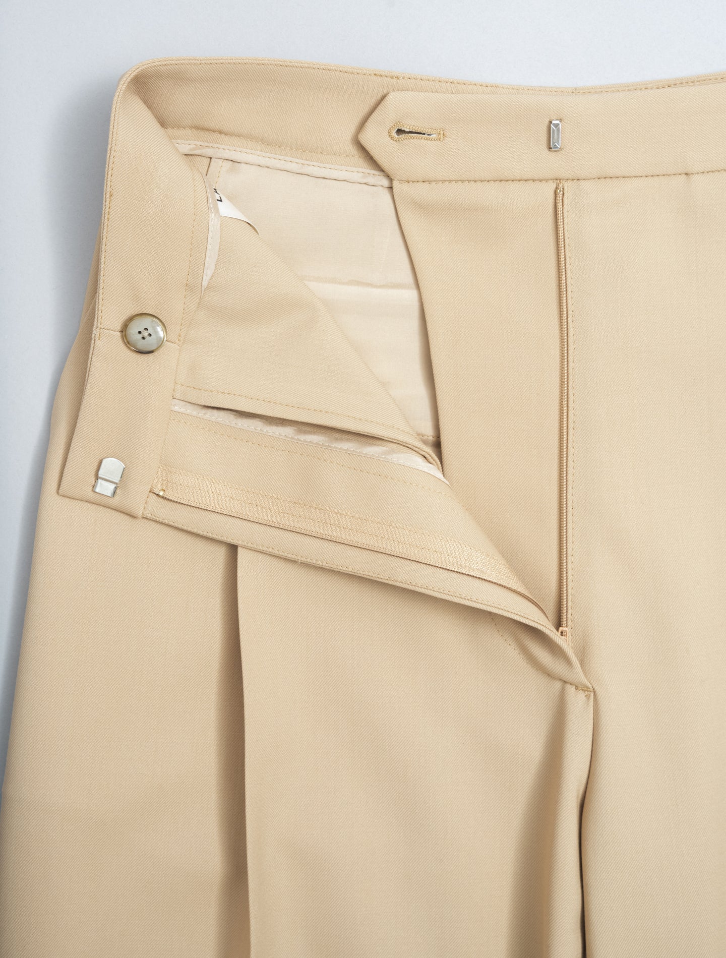 Wide Fit Wool Twill Trousers Beige Lardini Trousers IT 38