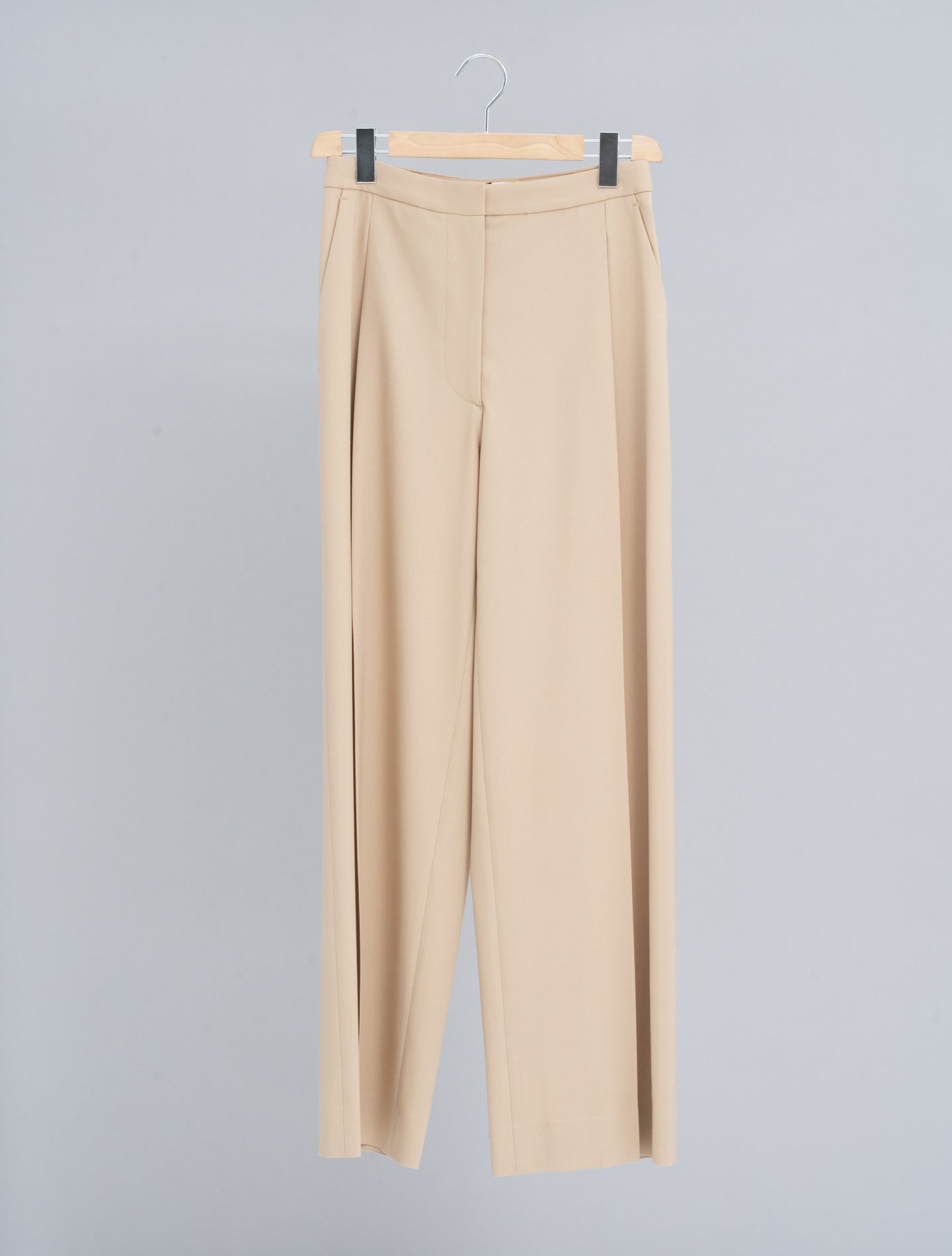 Wide Fit Wool Twill Trousers Beige Lardini Trousers IT 38