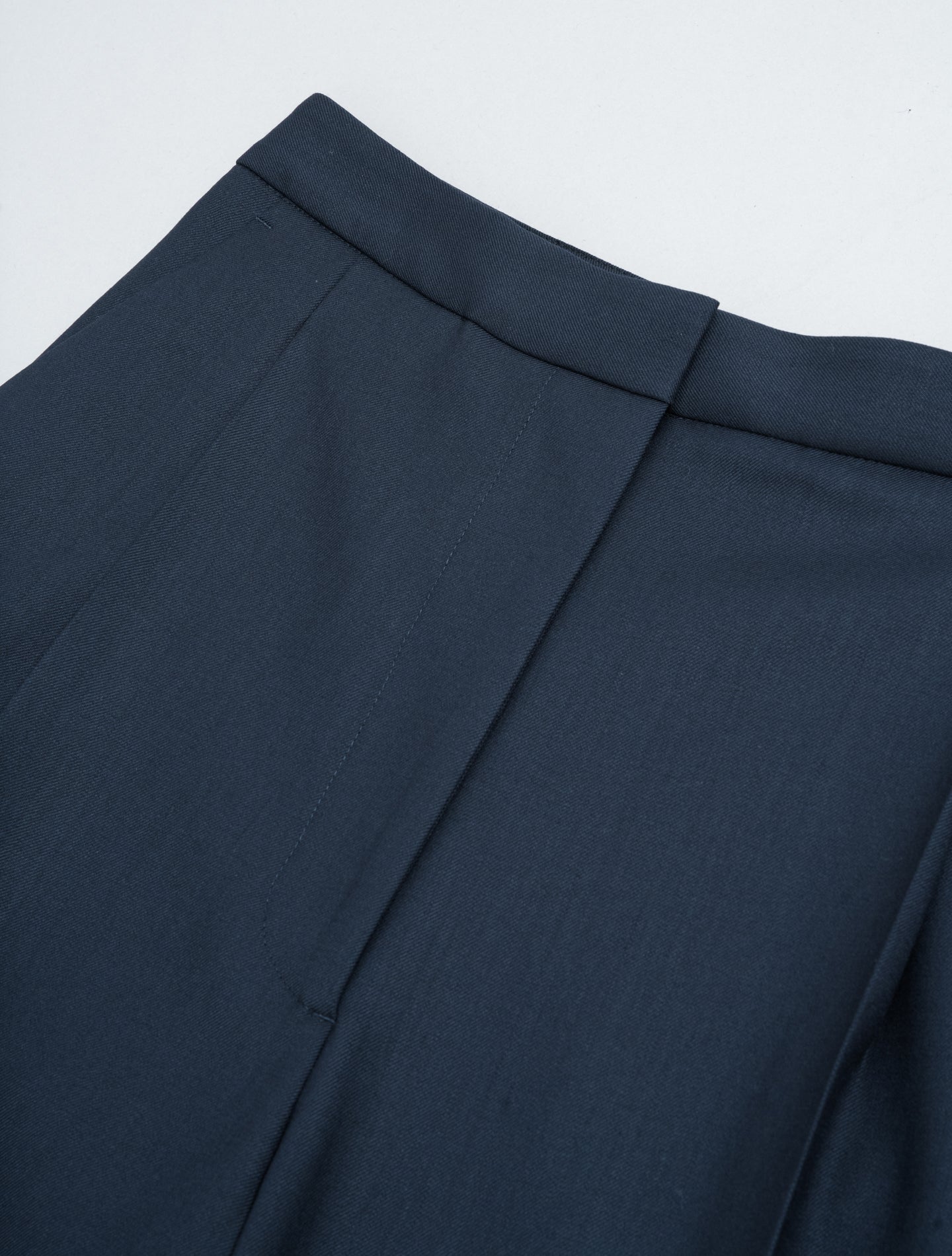 Wide Fit Wool Twill Trousers Navy Lardini Trousers IT 38
