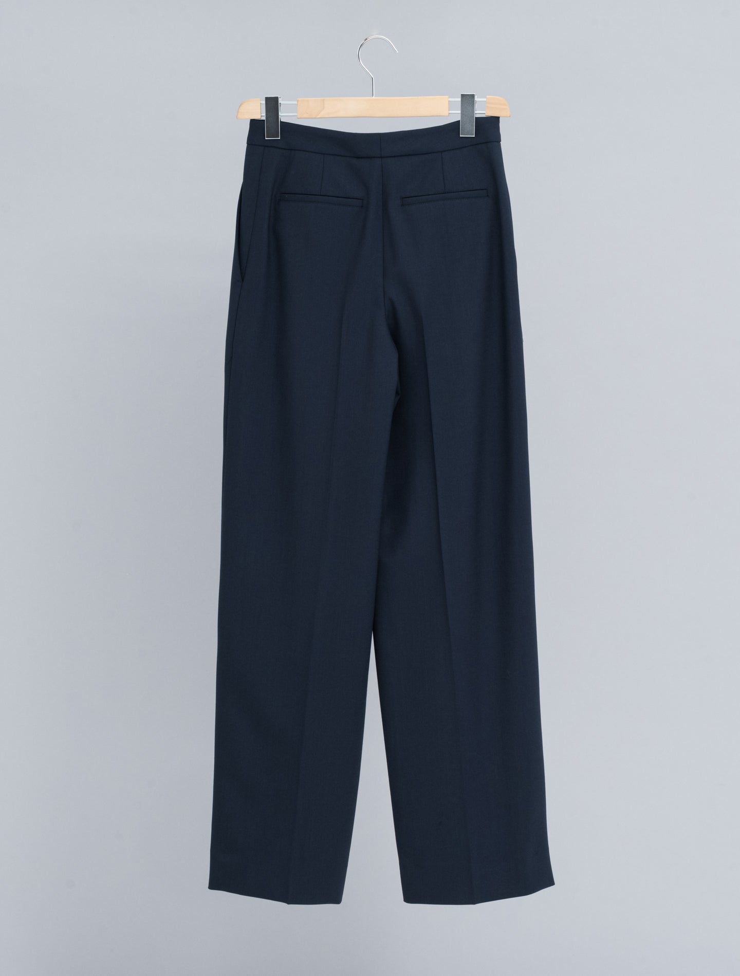 Wide Fit Wool Twill Trousers Navy Lardini Trousers IT 38