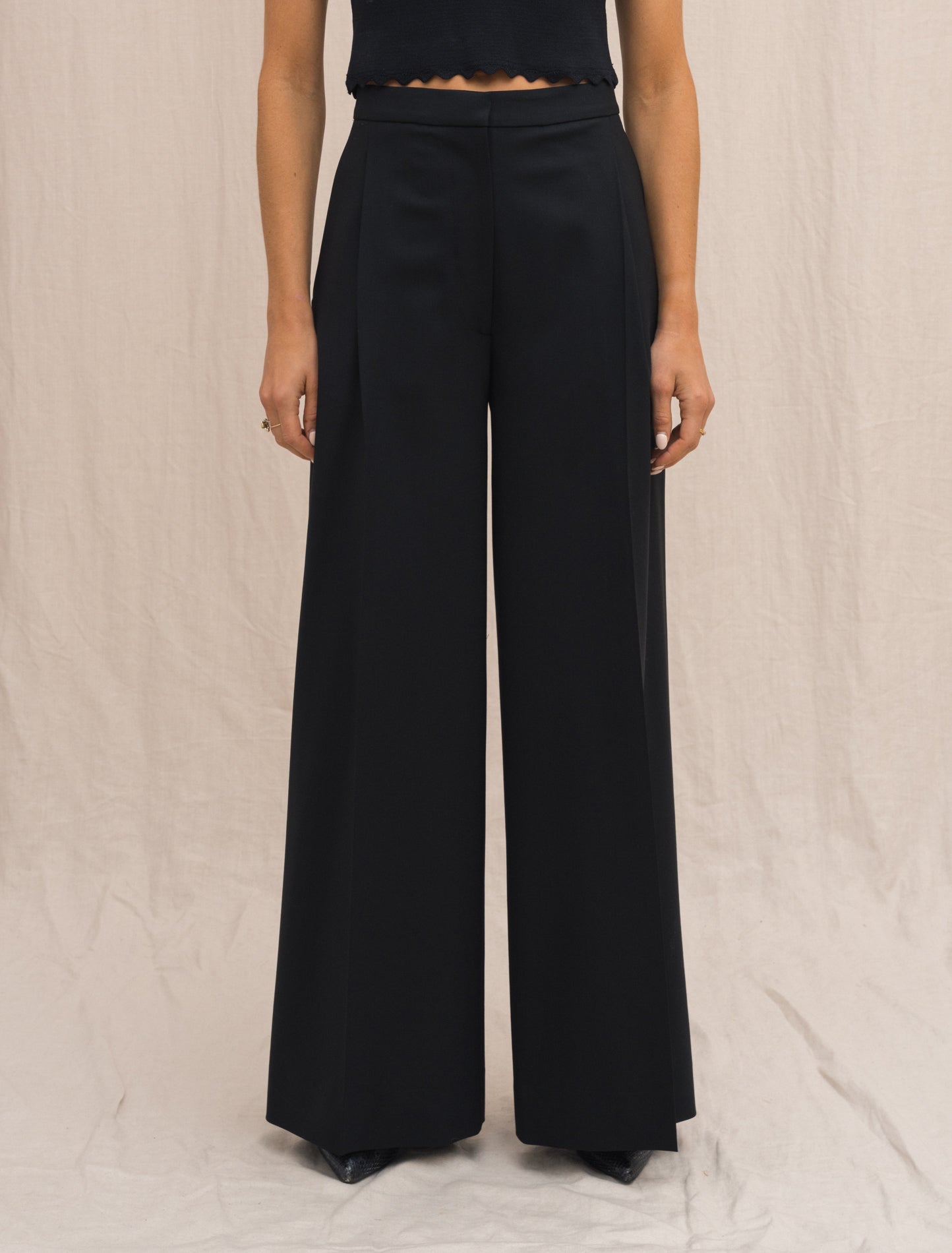 Wide Tuxedo Trousers Black Lardini Trousers IT 38