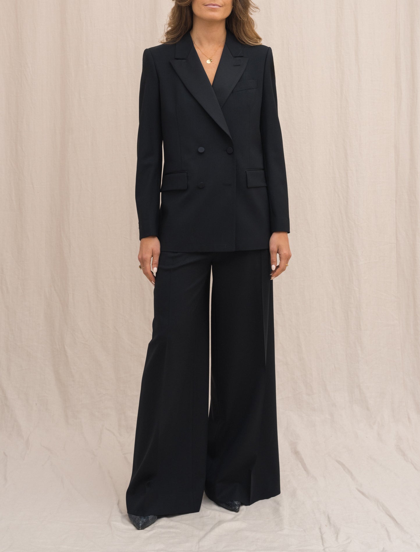 Wide Tuxedo Trousers Black Lardini Trousers IT 38