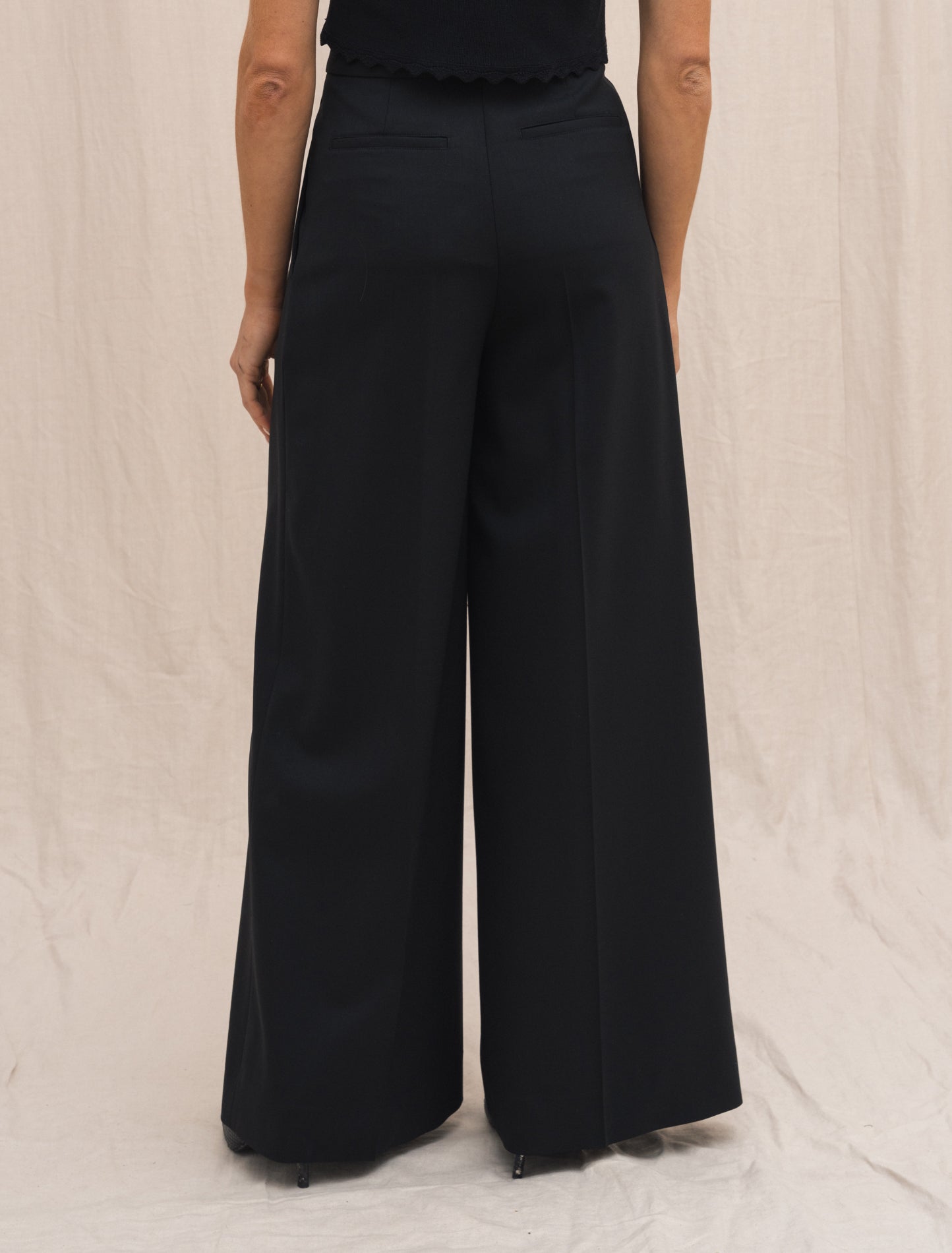 Wide Tuxedo Trousers Black Lardini Trousers IT 38