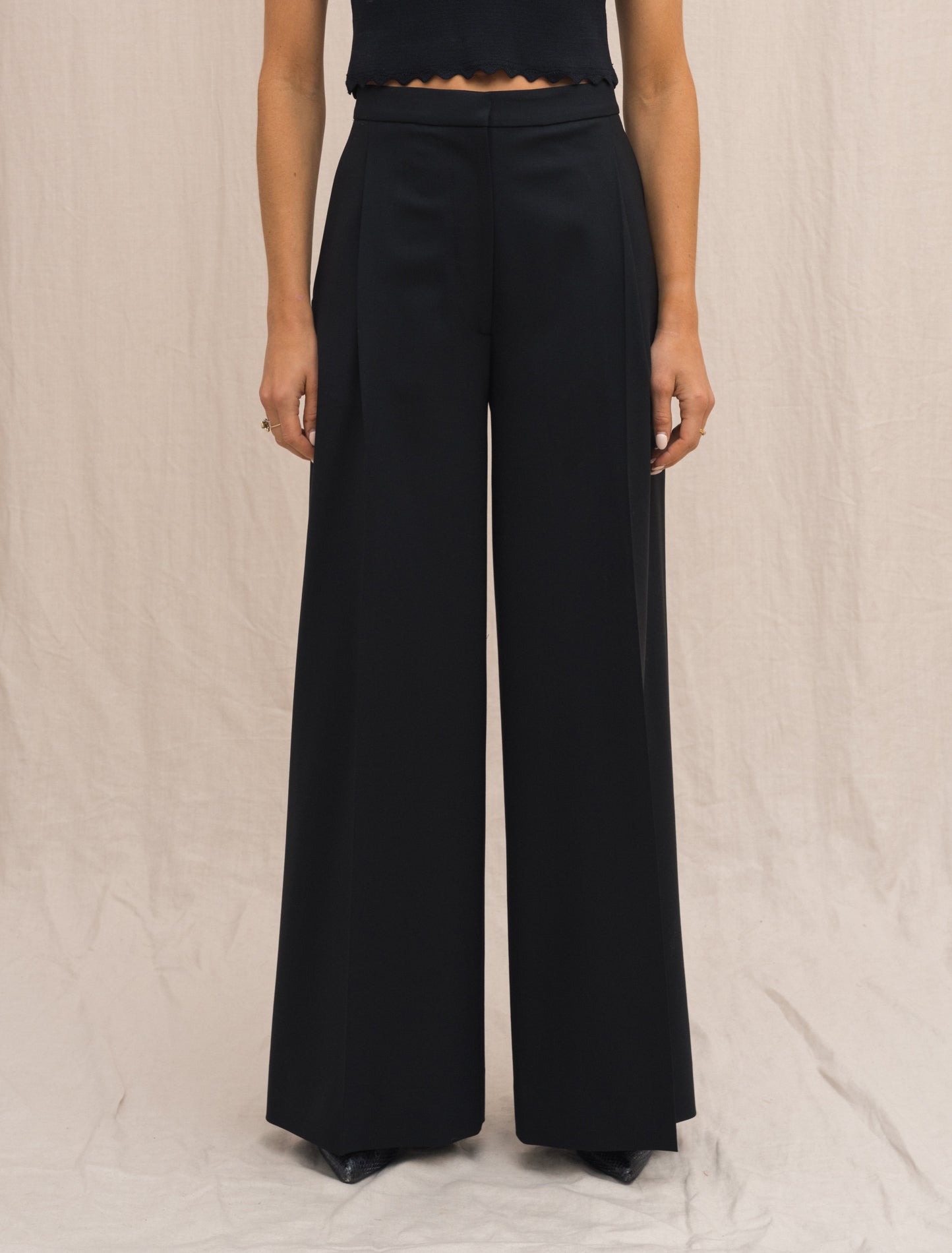 Wide Tuxedo Trousers Black Lardini Trousers Gabucci