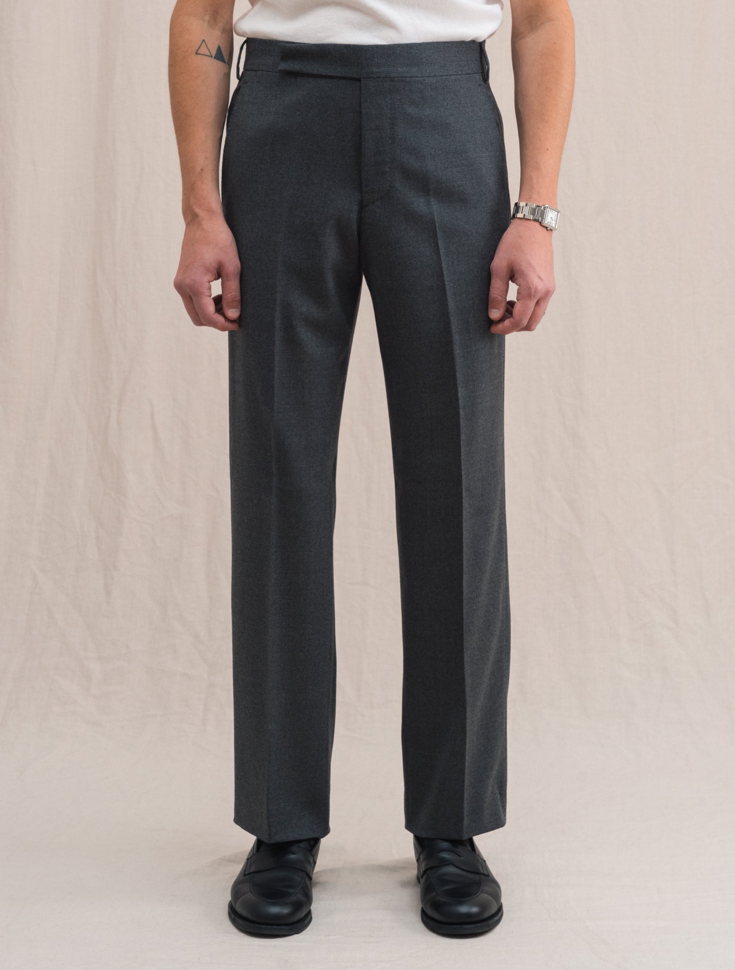 Wide Wool Trousers Grey Lardini Trousers 46